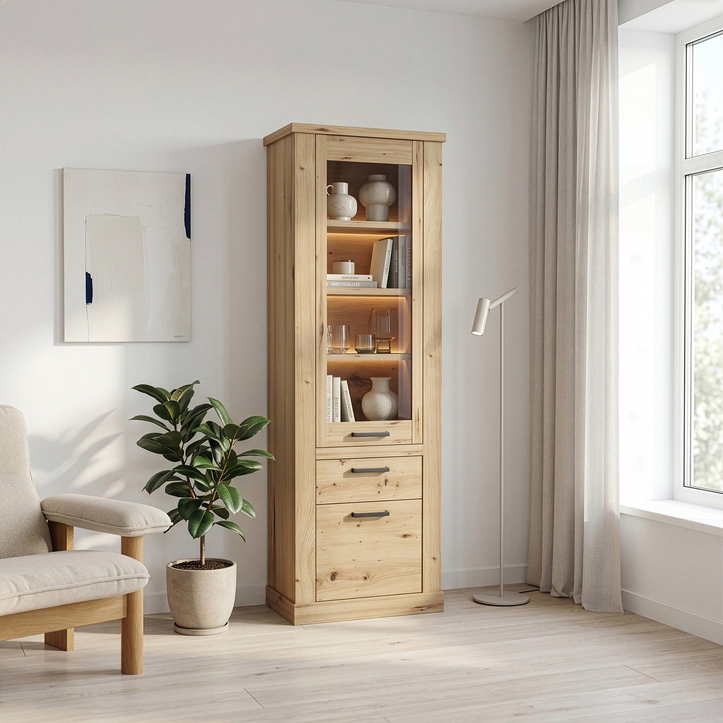 Corona Narrow Display Cabinet in Artisan Oak