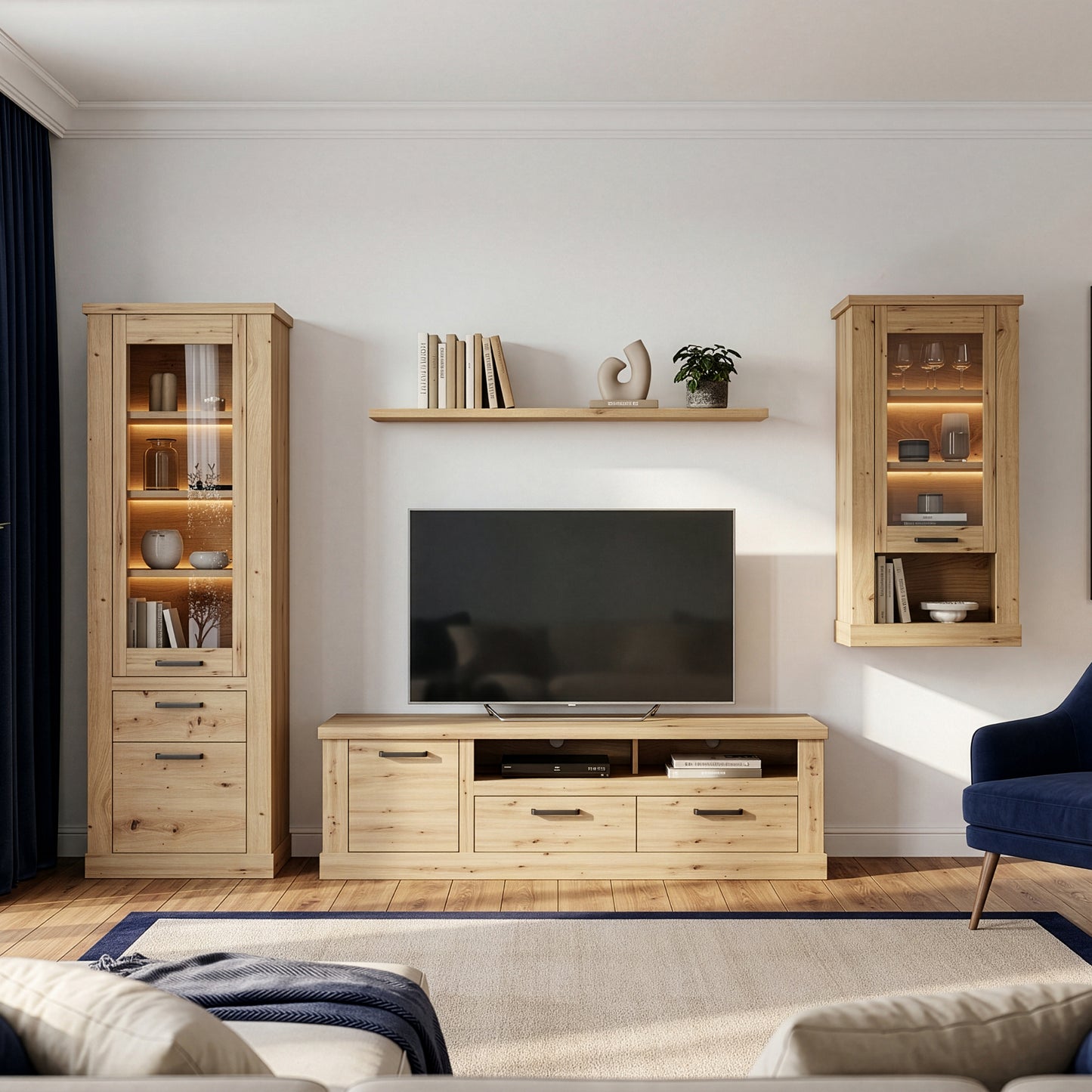 Corona Narrow Display Cabinet in Artisan Oak