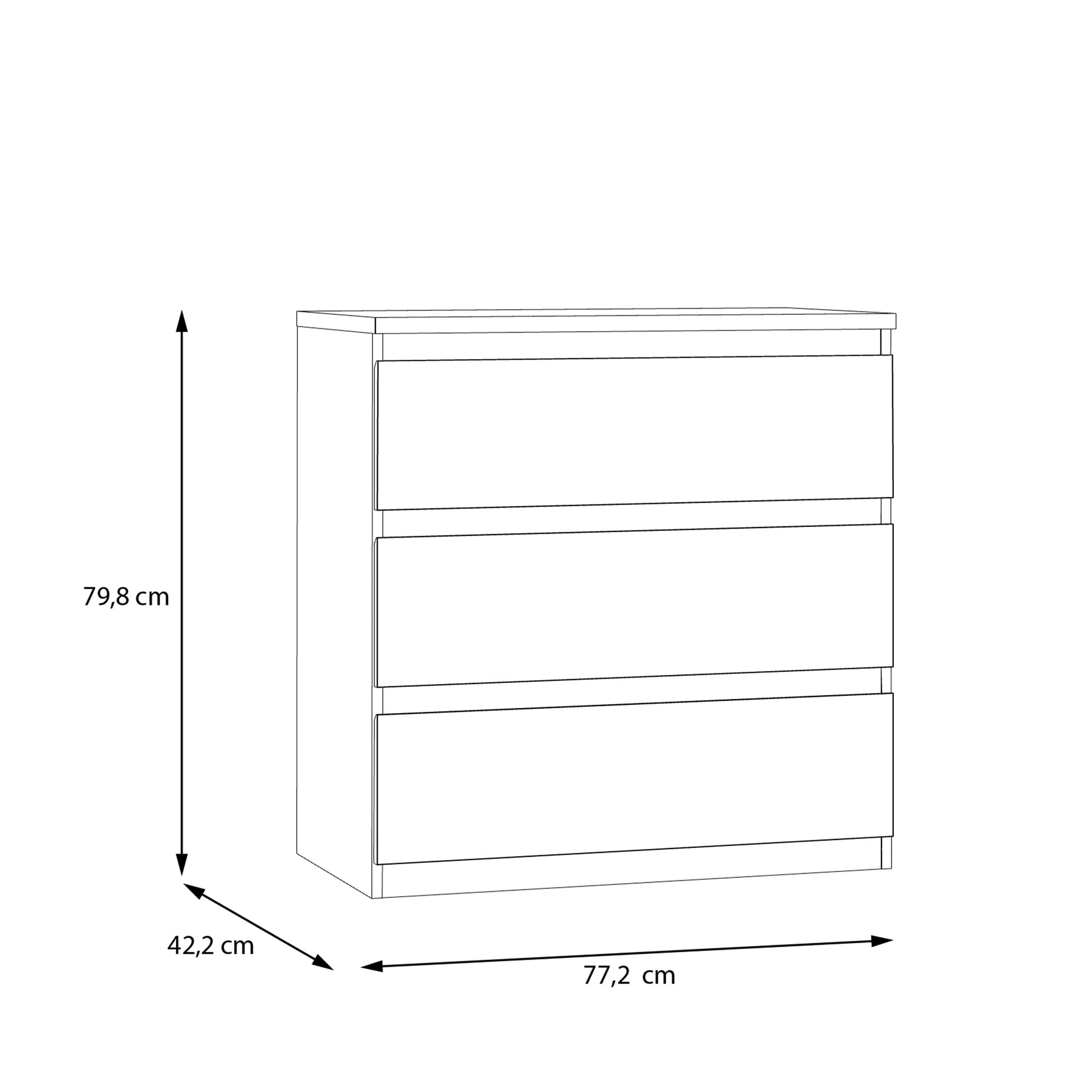 Edmore 3 Drawer Chest in Light Grey