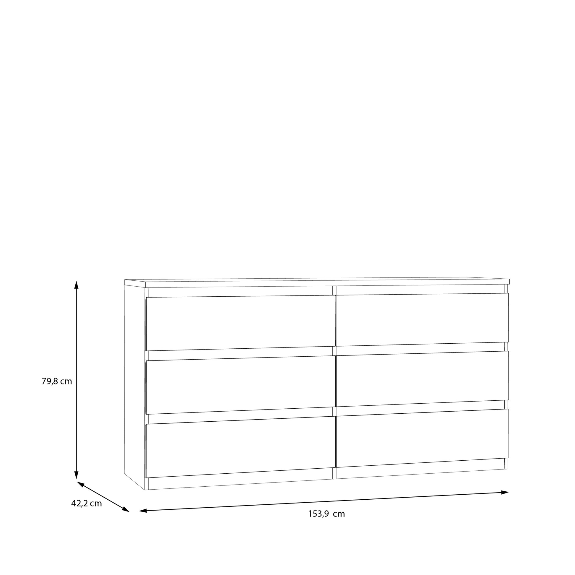 Edmore 6 Drawer Wide Chest in Sonoma Oak