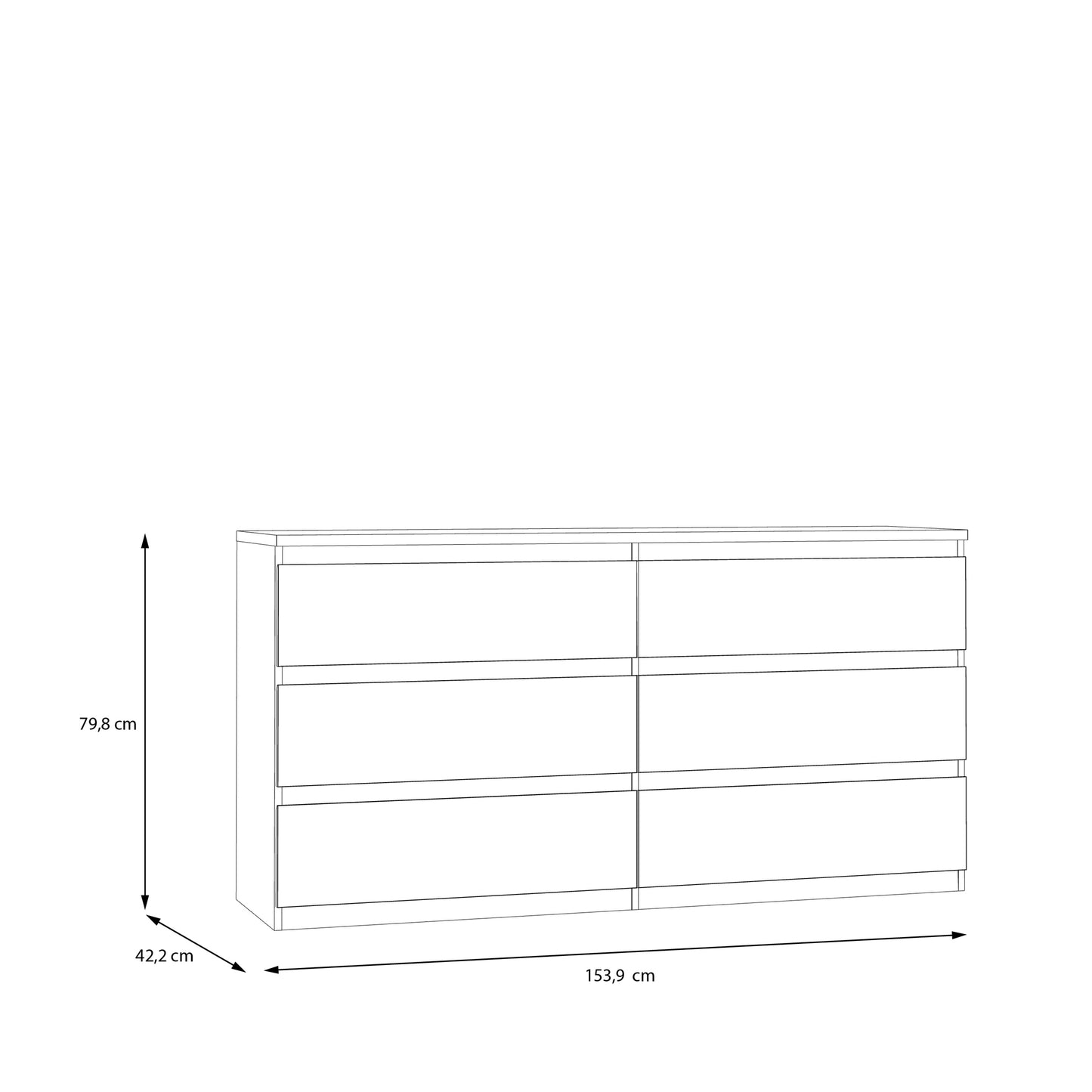 Edmore 6 Drawer Wide Chest in Sage Green