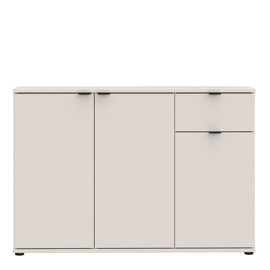 Ganymede Wide 3 Door Cupboard with Drawer in Sand