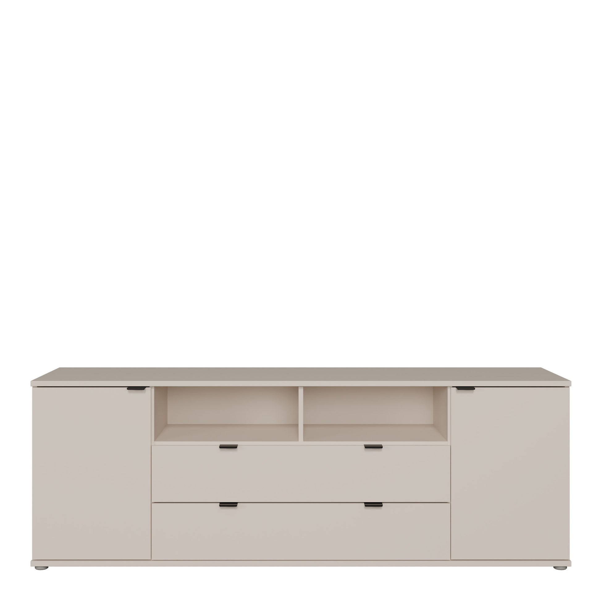 Ganymede Wide TV Unit with Open Shelving, 2 Drawers & 2 Doors in Sand