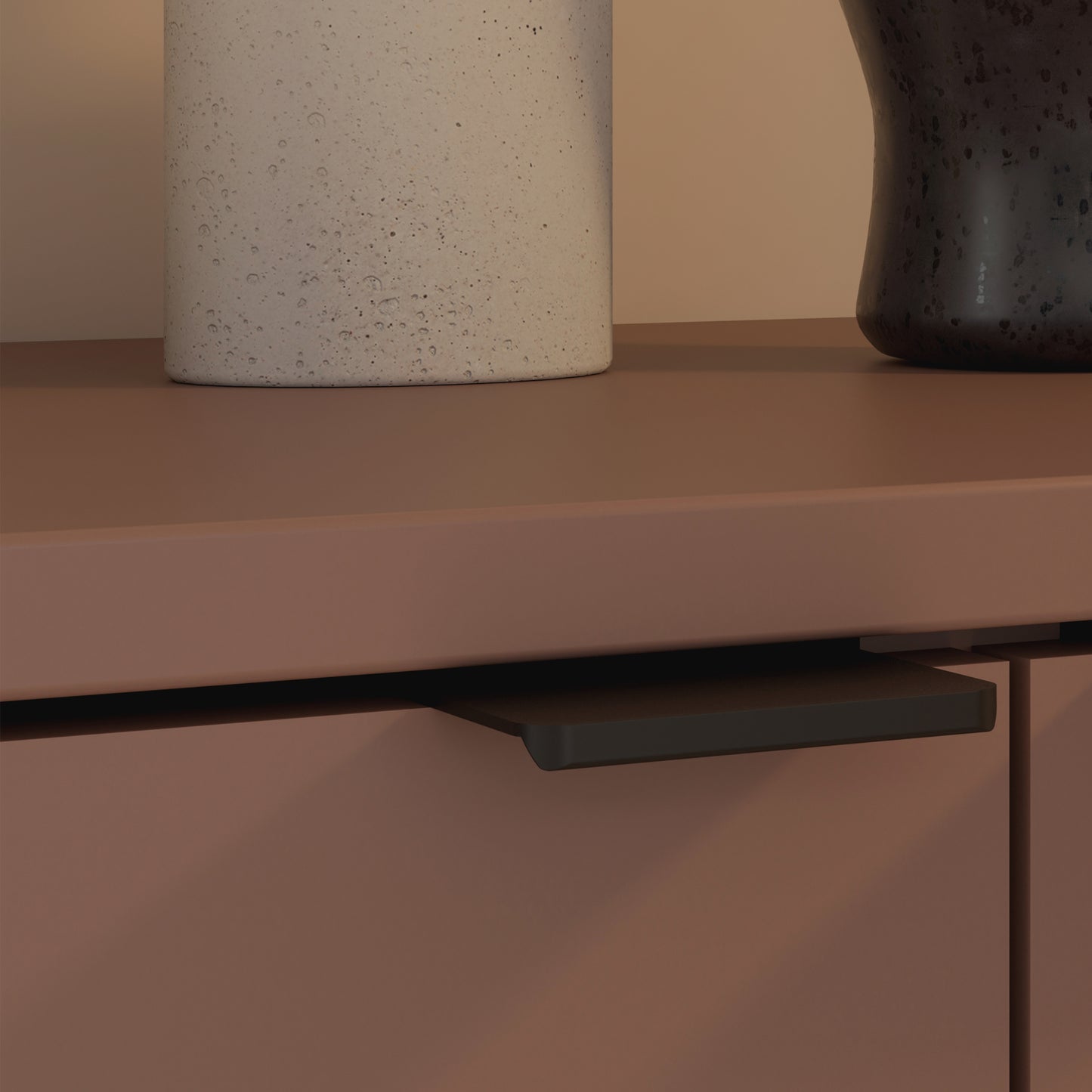 Ganymede Wide TV Unit with Open Shelving, 2 Drawers & 2 Doors in Terracotta
