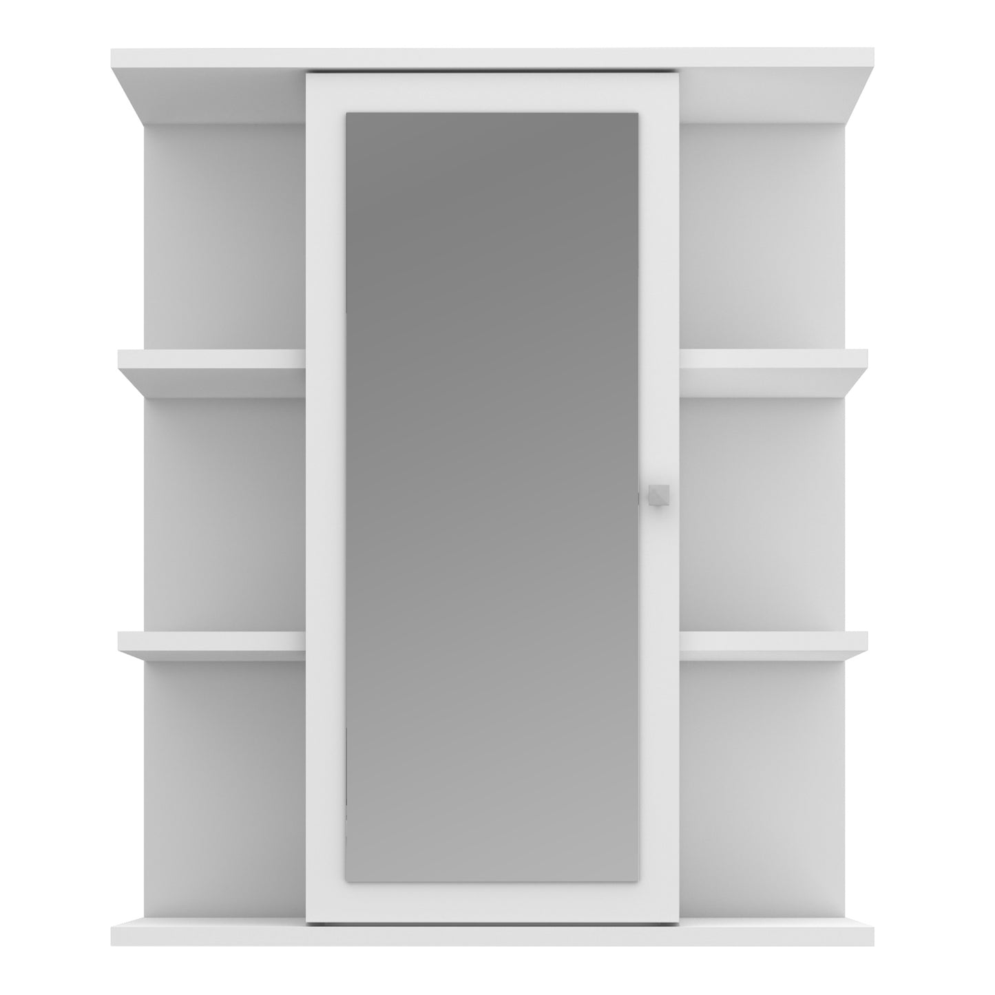 Ipsarion Hanging Cupboard with 1 Mirror Door, 6 Shelves & Silver Handle in White