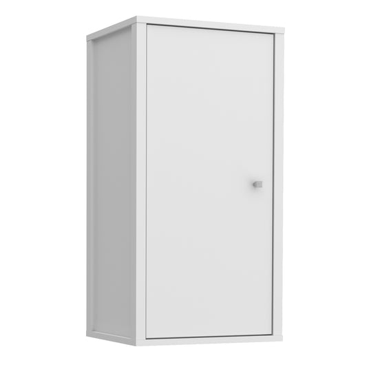 Ipsarion Hanging Cupboard with 1 Door & Silver Handle in White