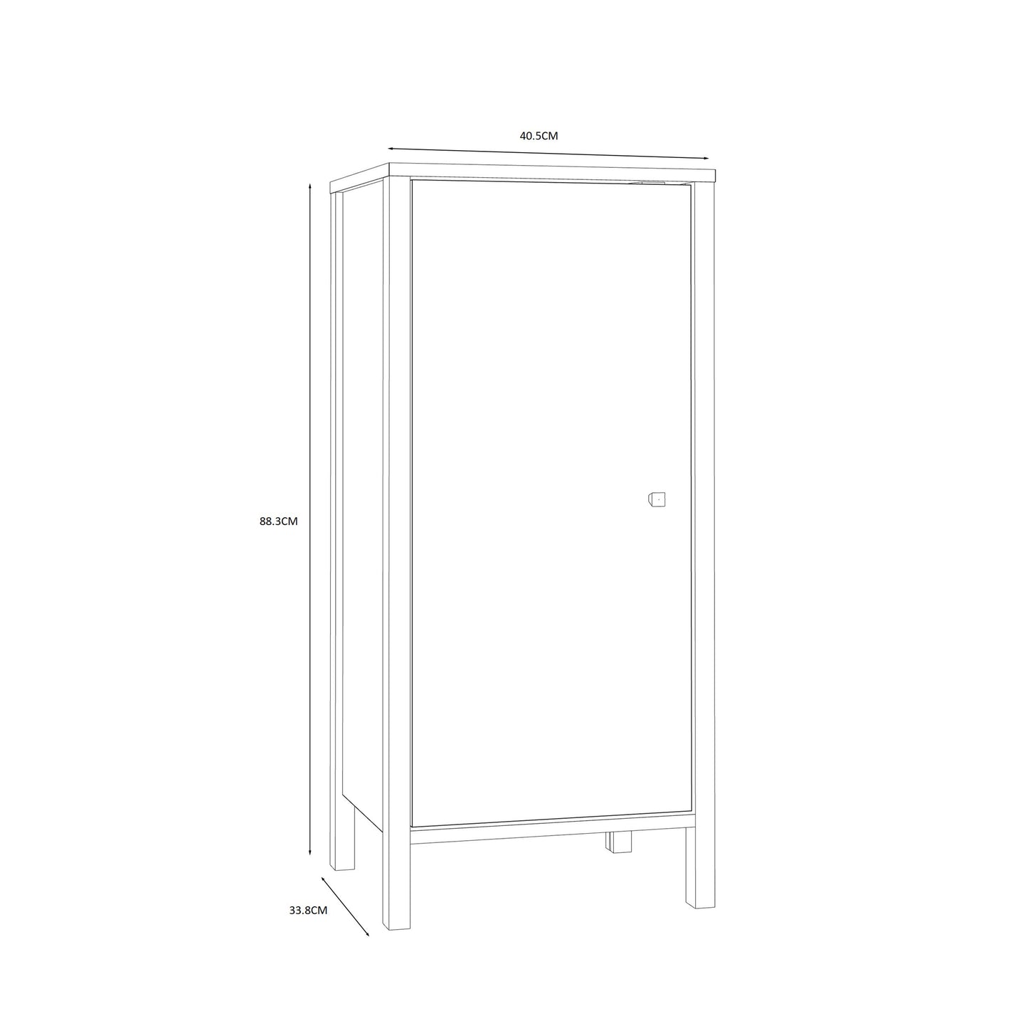 Ipsarion Under Sink Bathroom Storage Unit with 1 Door & Silver Handle in White