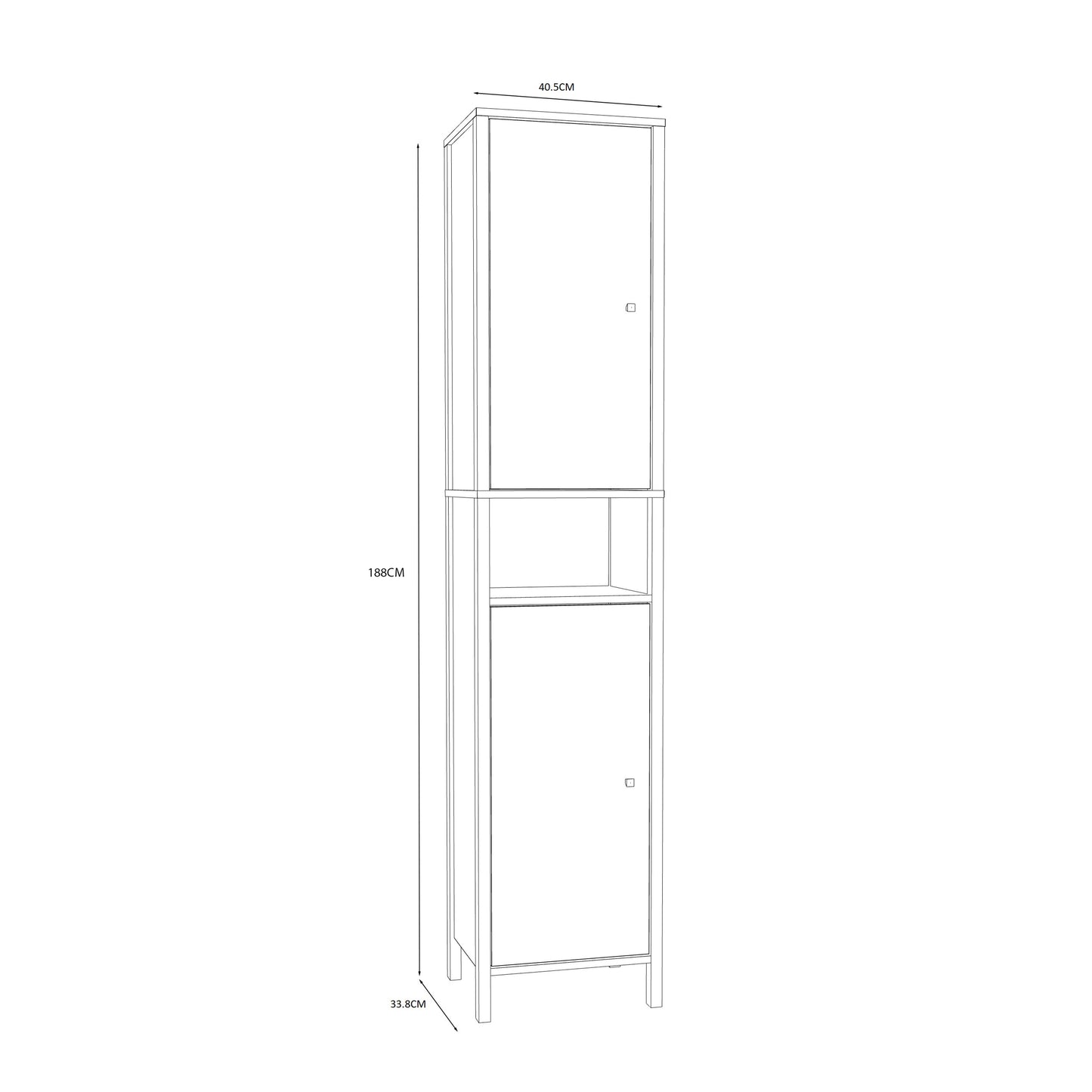 Ipsarion High Cupboard with 2 Doors & Silver Handles in White