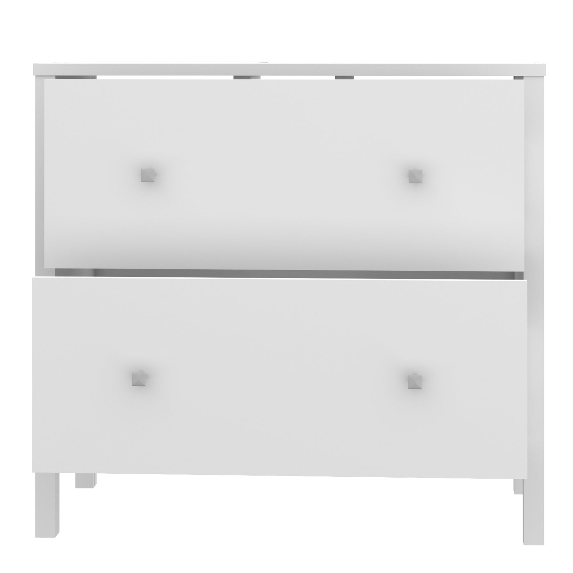 Ipsarion Under Sink Bathroom Storage Unit with 2 Drawers & Silver Handles in White