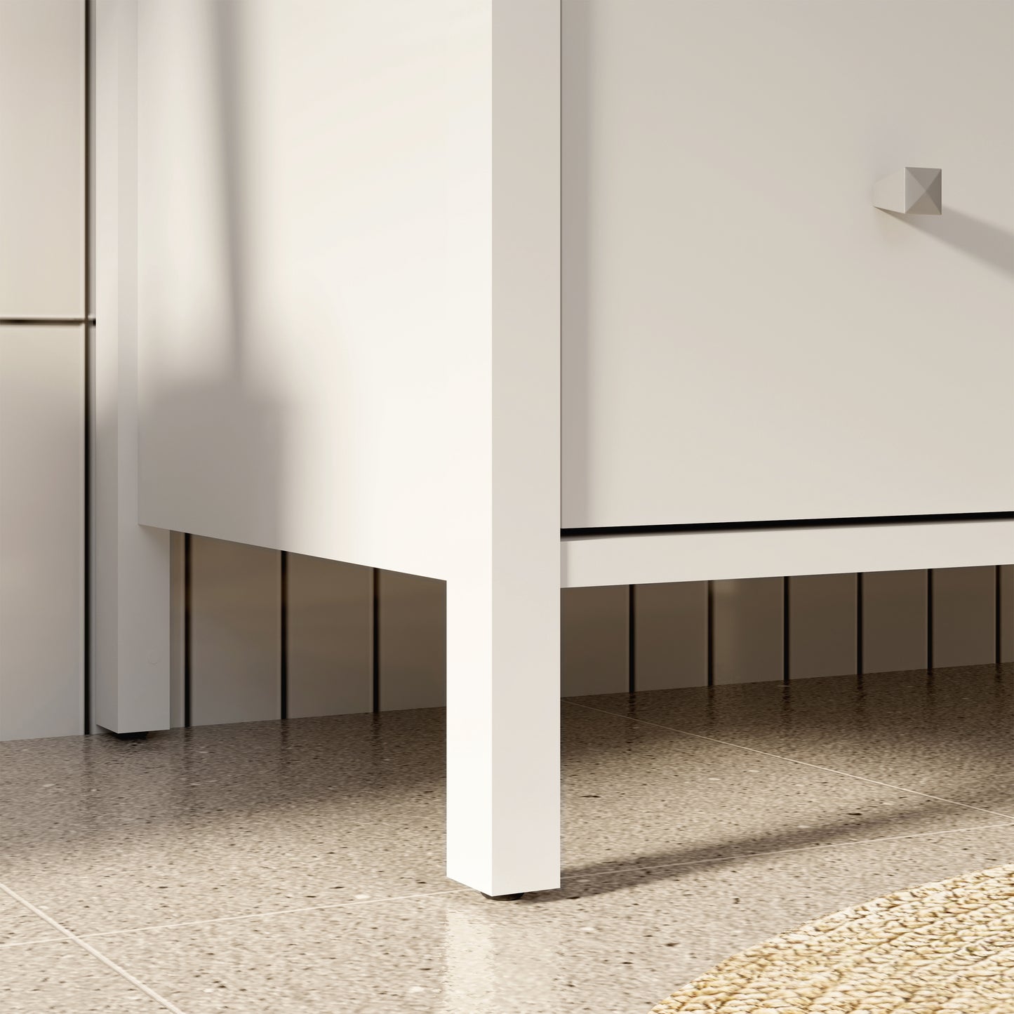 Ipsarion Under Sink Bathroom Storage Unit with 2 Drawers & Silver Handles in White