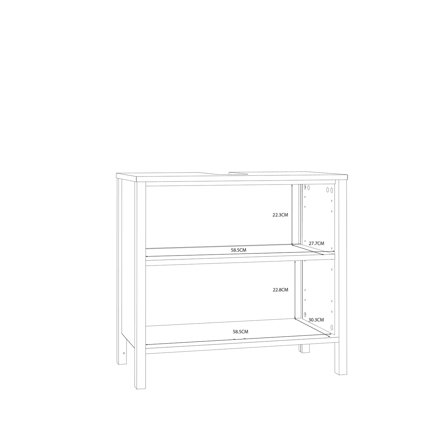 Ipsarion Under Sink Bathroom Storage Unit with 2 Doors & Silver Handles in White