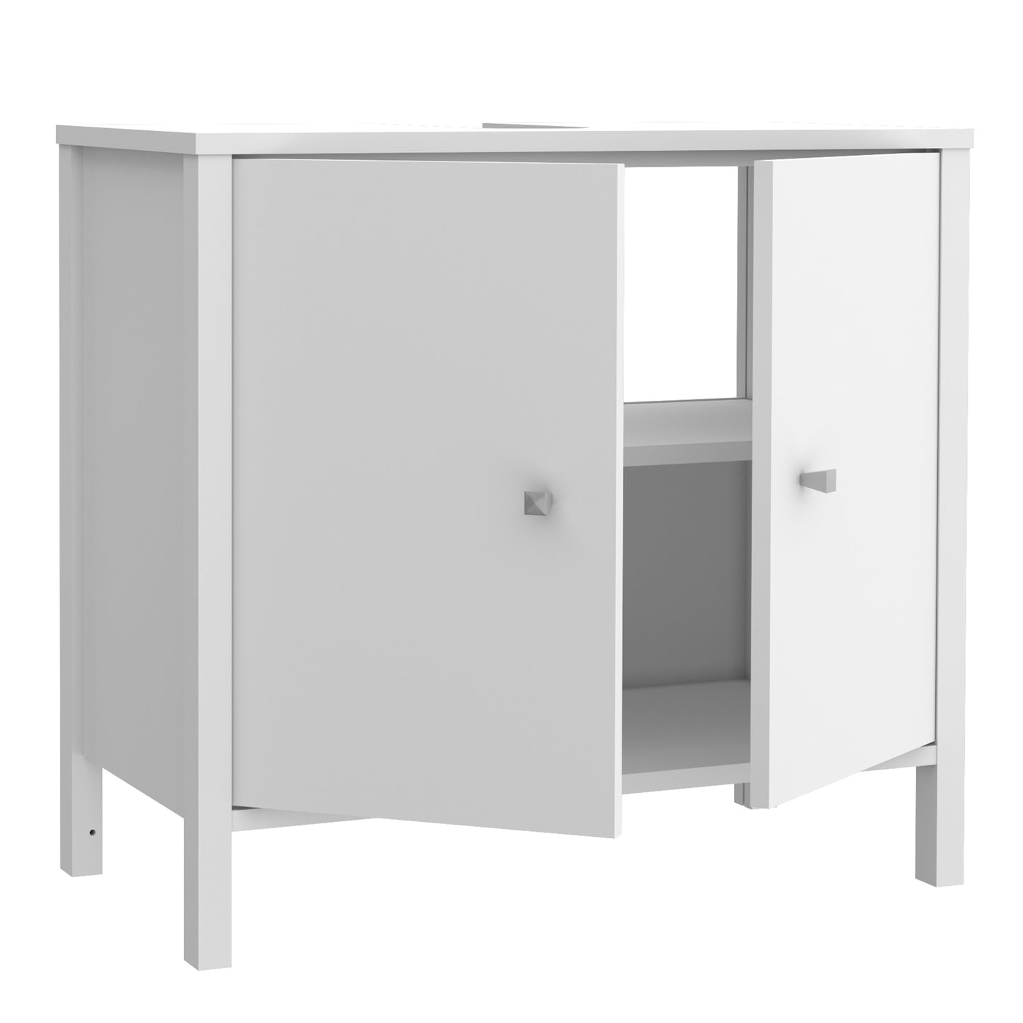 Ipsarion Under Sink Bathroom Storage Unit with 2 Doors & Silver Handles in White