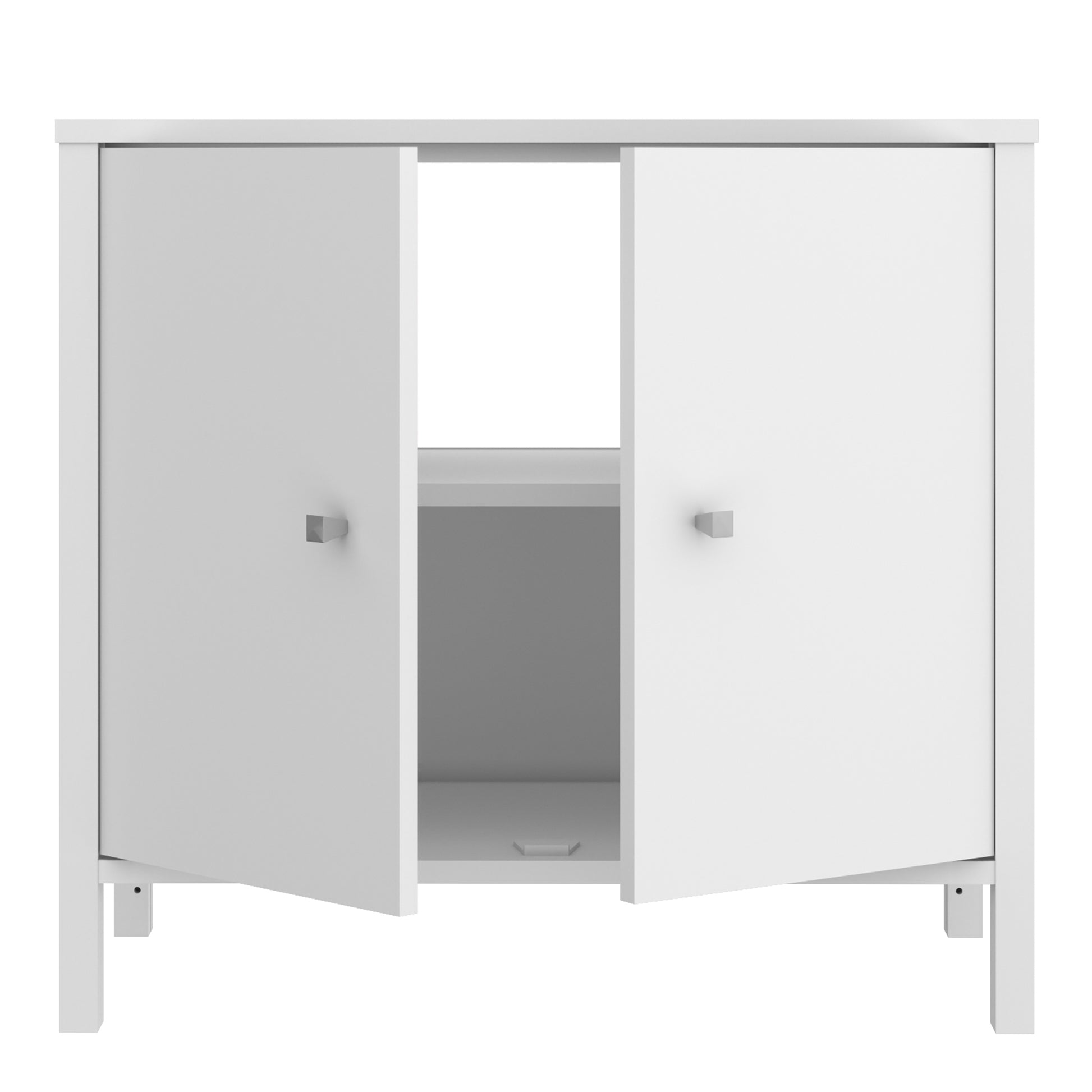Ipsarion Under Sink Bathroom Storage Unit with 2 Doors & Silver Handles in White