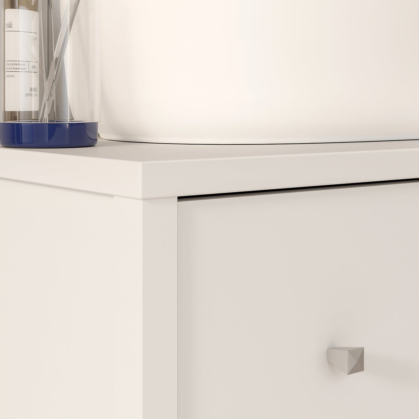 Ipsarion Under Sink Bathroom Storage Unit with 2 Doors & Silver Handles in White