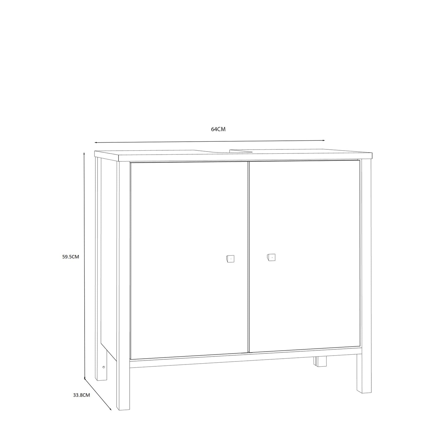 Ipsarion Under Sink Bathroom Storage Unit with 2 Doors & Silver Handles in White