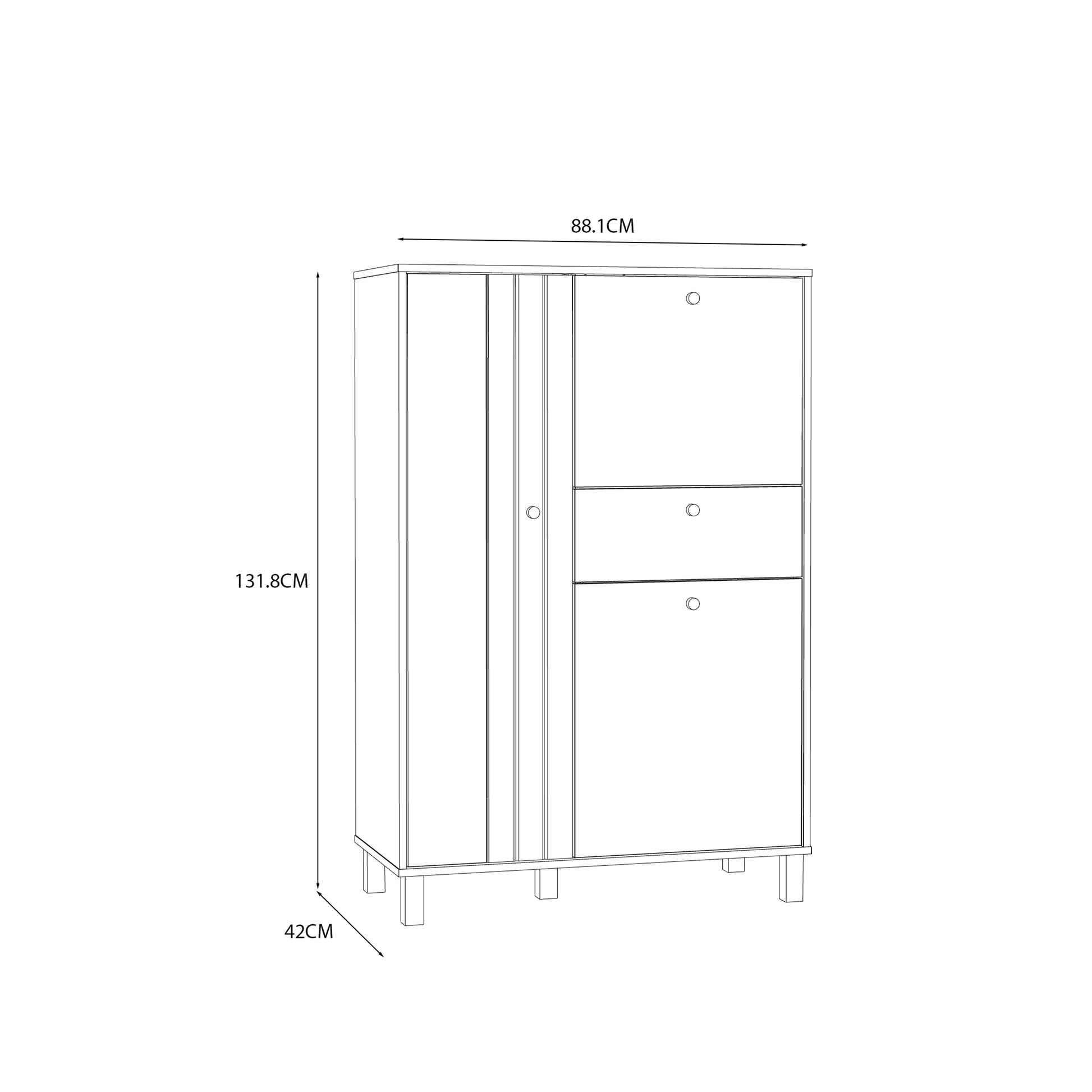 Grafton 3 Door 1 Drawer Cabinet In Cream and Oak