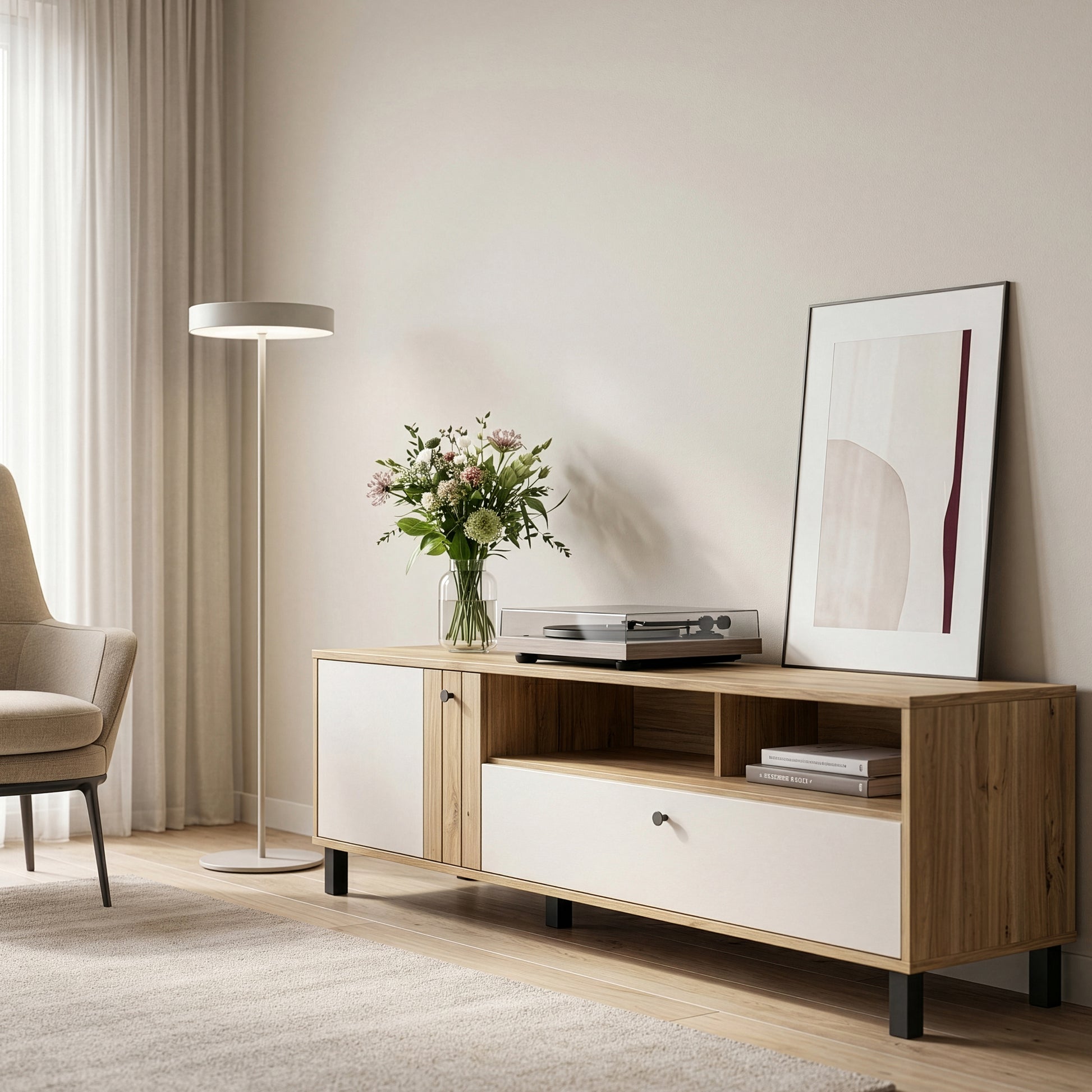 Grafton TV Unit n Cream and Oak