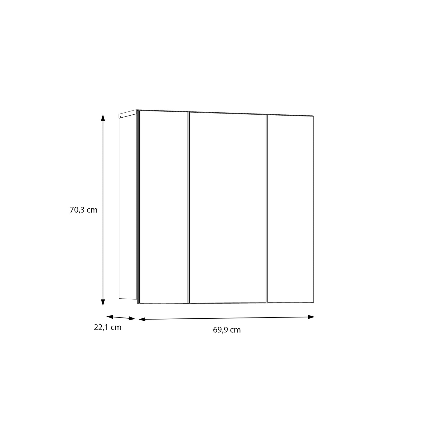 Lokko Hanging Cupboard with 3 Mirror Doors in White