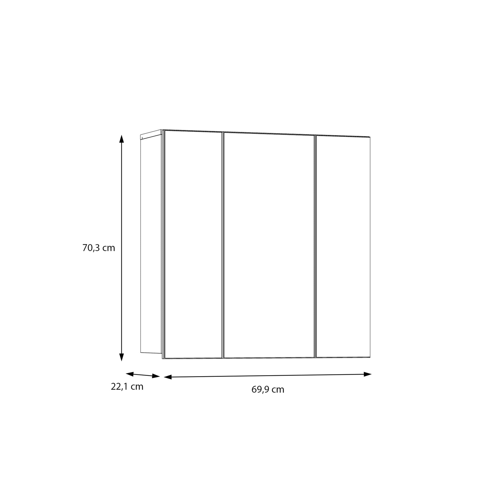 Lokko Hanging Cupboard with 3 Mirror Doors in White