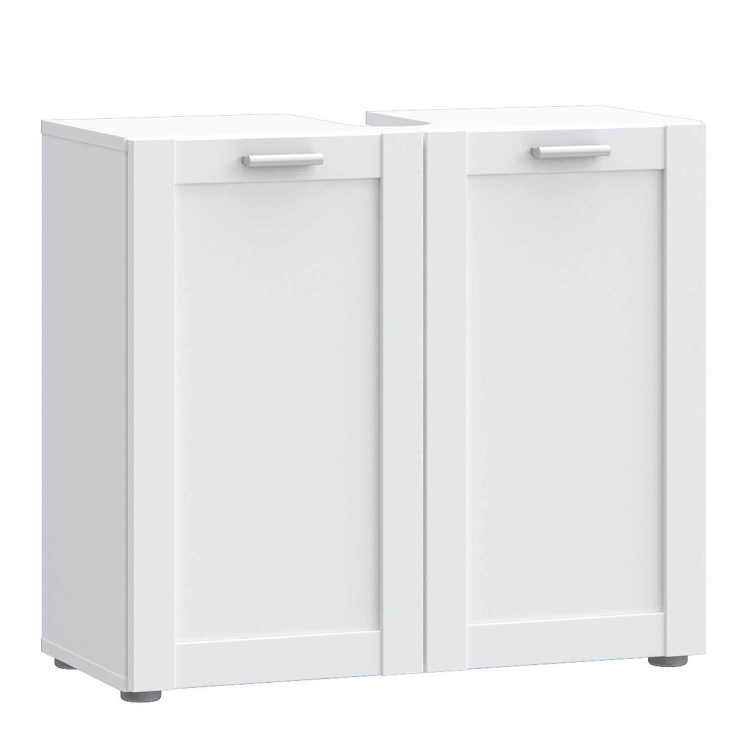 Lokko Under Sink Bathroom Storage Unit with 2 Doors & Silver Handles in White
