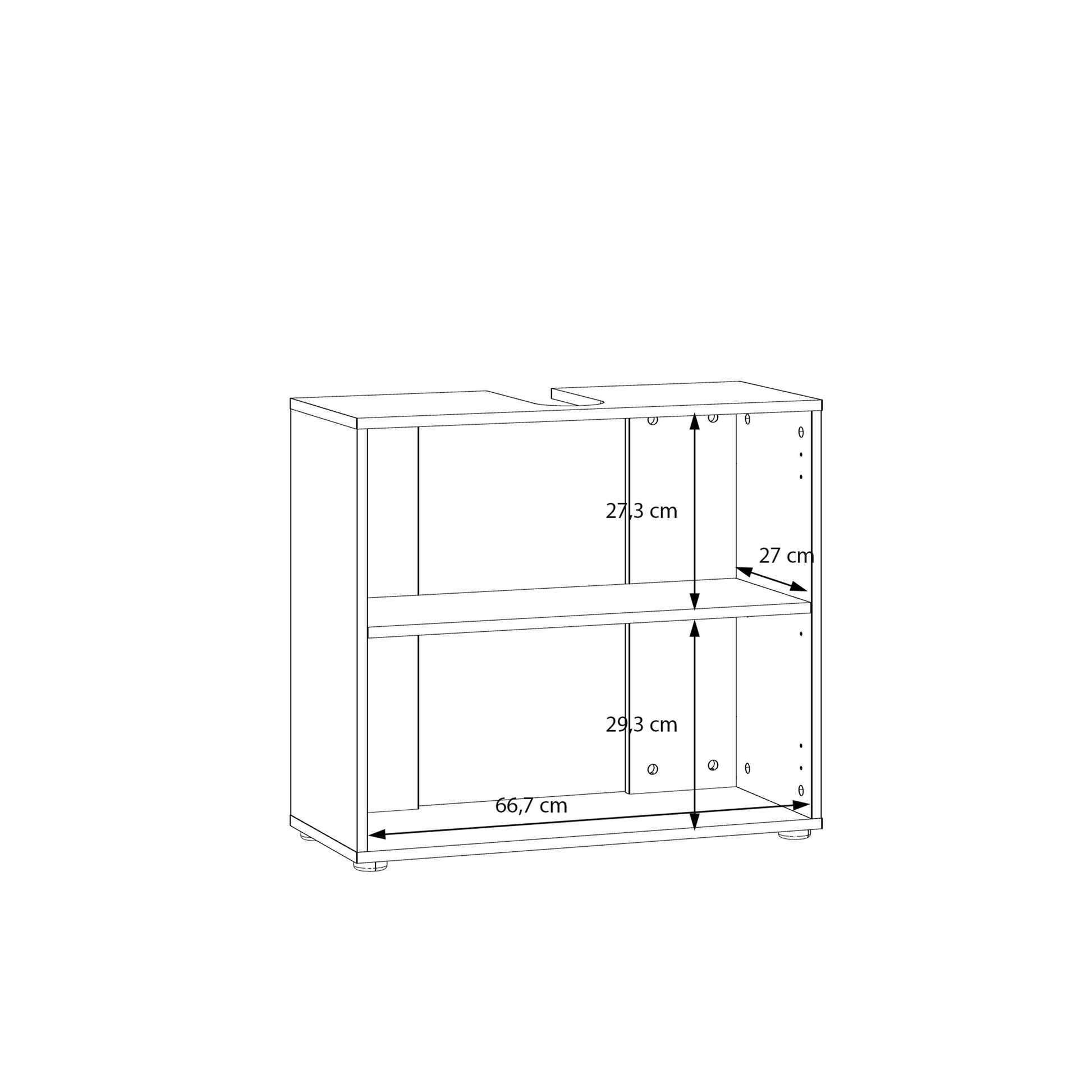 Lokko Under Sink Bathroom Storage Unit with 2 Doors & Silver Handles in White