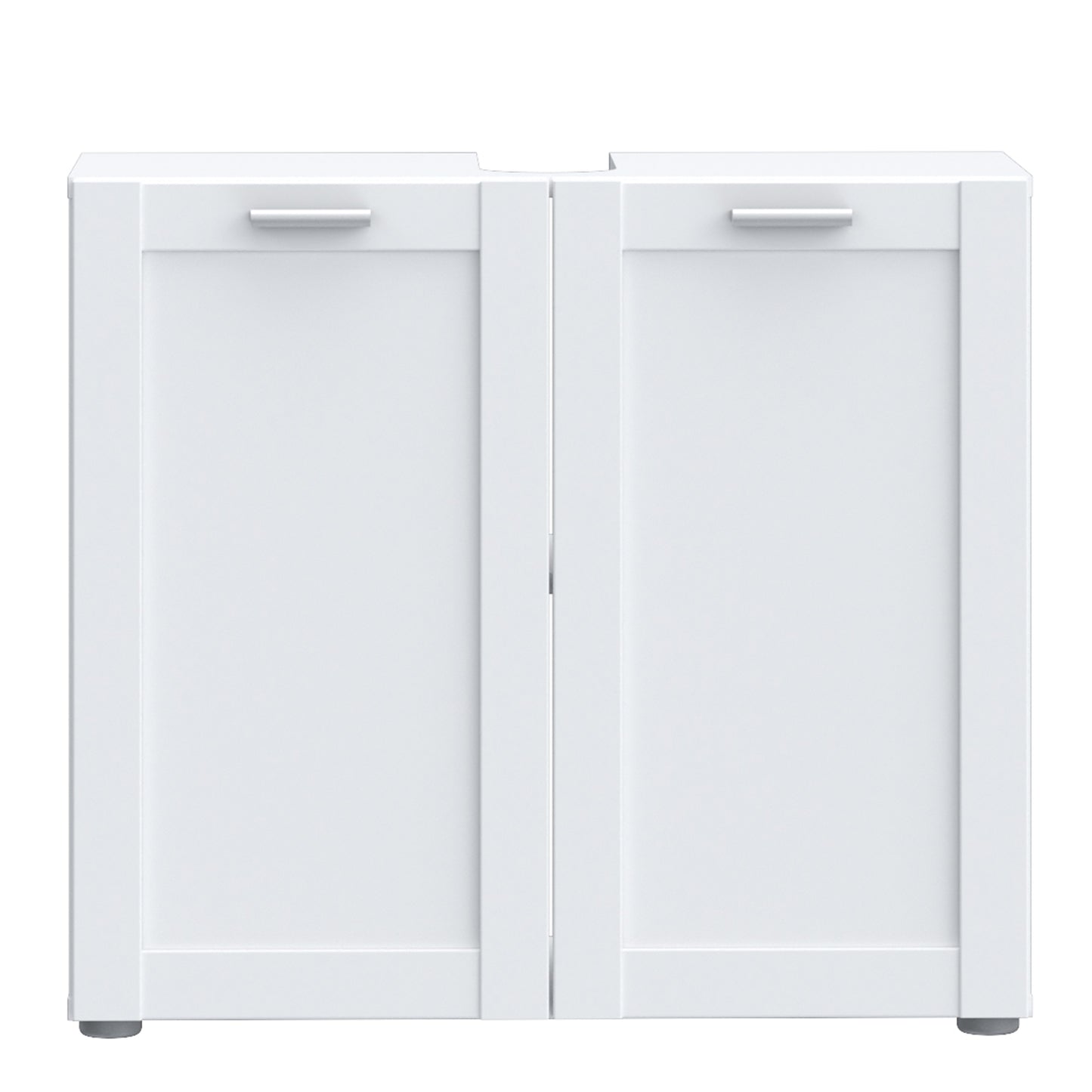 Lokko Under Sink Bathroom Storage Unit with 2 Doors & Silver Handles in White