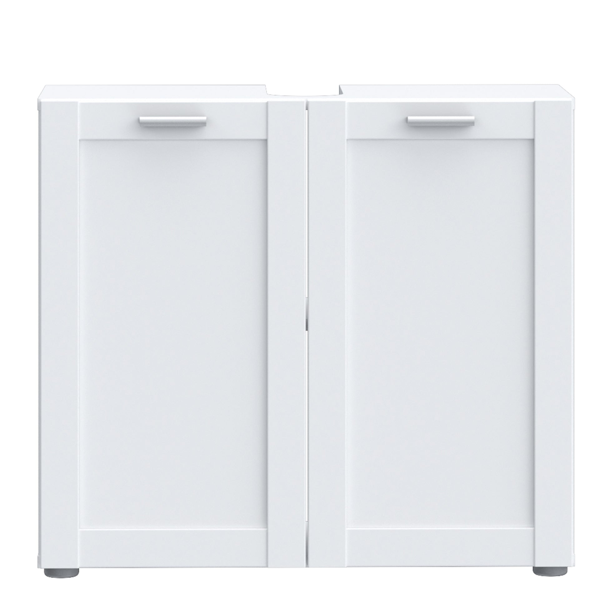 Lokko Under Sink Bathroom Storage Unit with 2 Doors & Silver Handles in White
