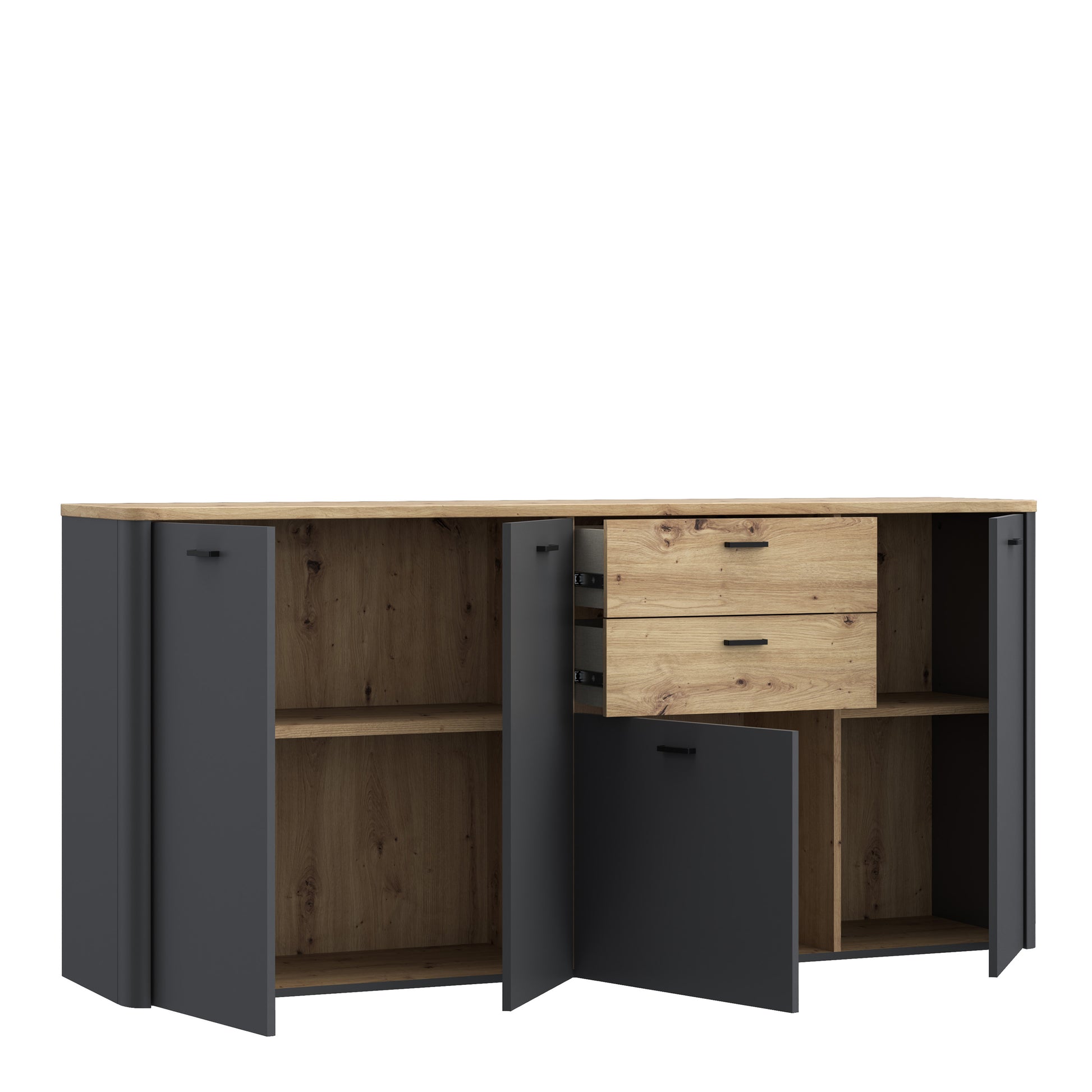 Klara 4 Door 2 Drawer Chest in Grey and Oak