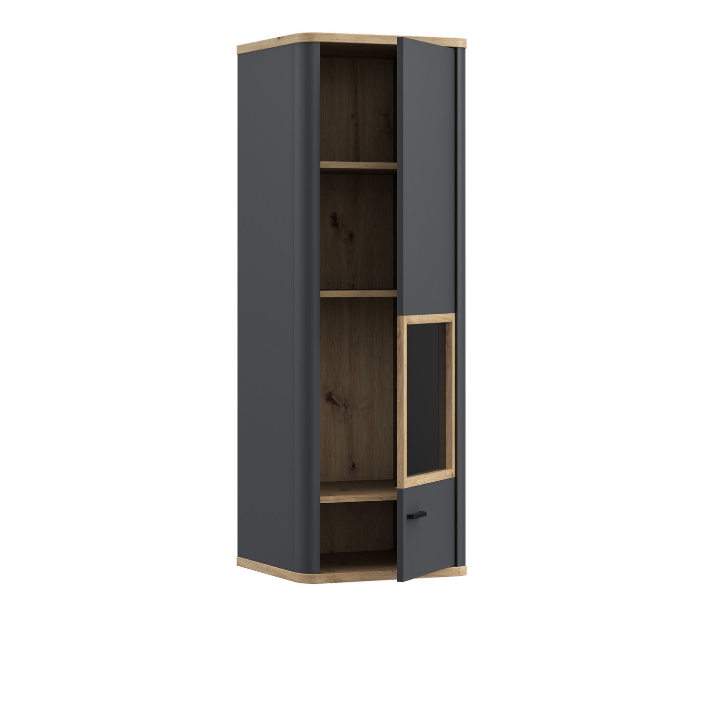 Klara Display Cabinet with 1 Glass Door in Grey and Oak