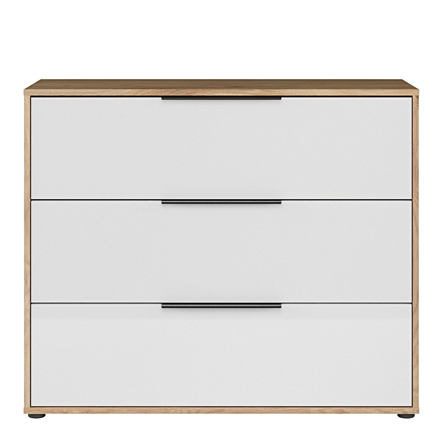 Orkney 3 Drawer Chest in Mauvella Oak and White Gloss