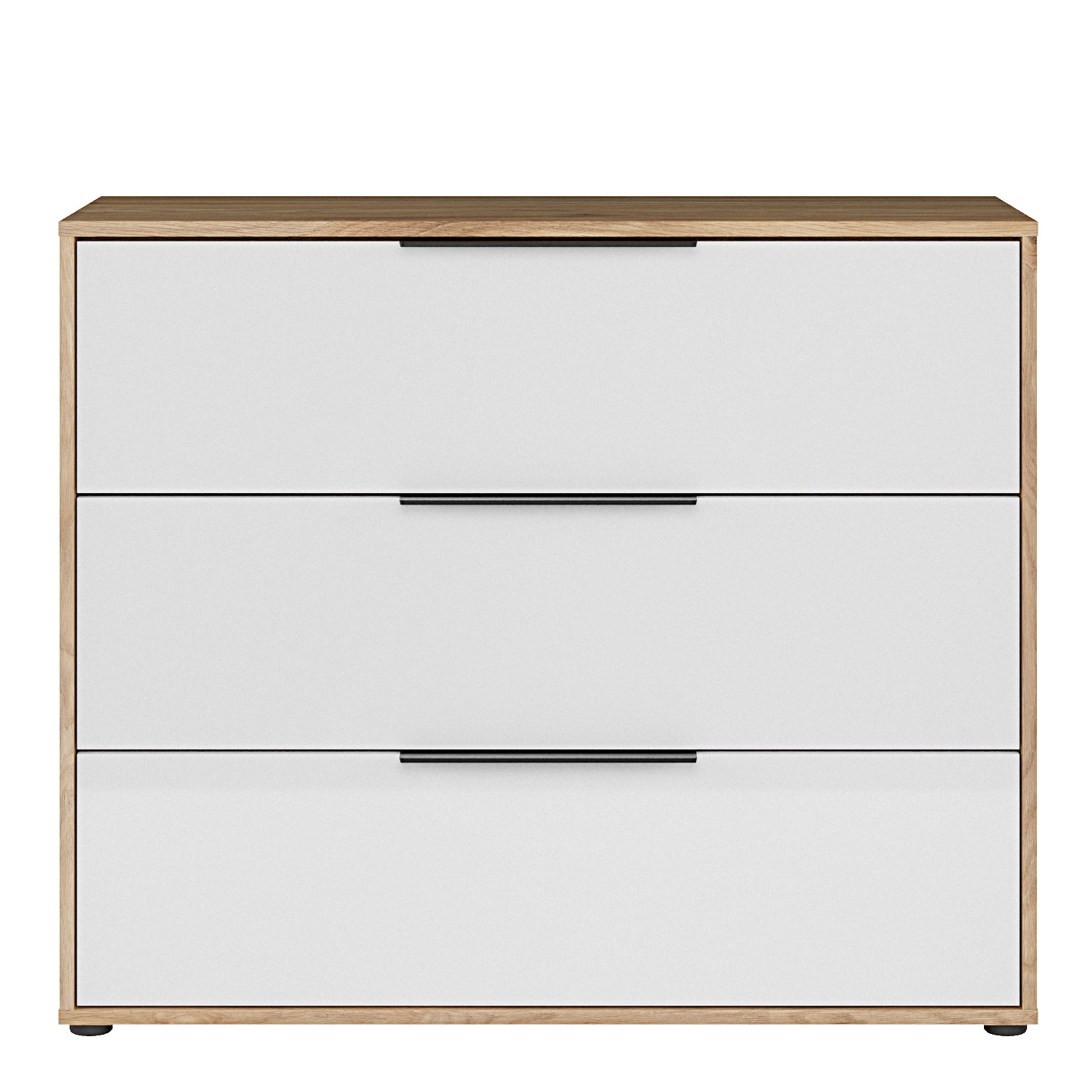 Orkney 3 Drawer Chest in Mauvella Oak and White Gloss