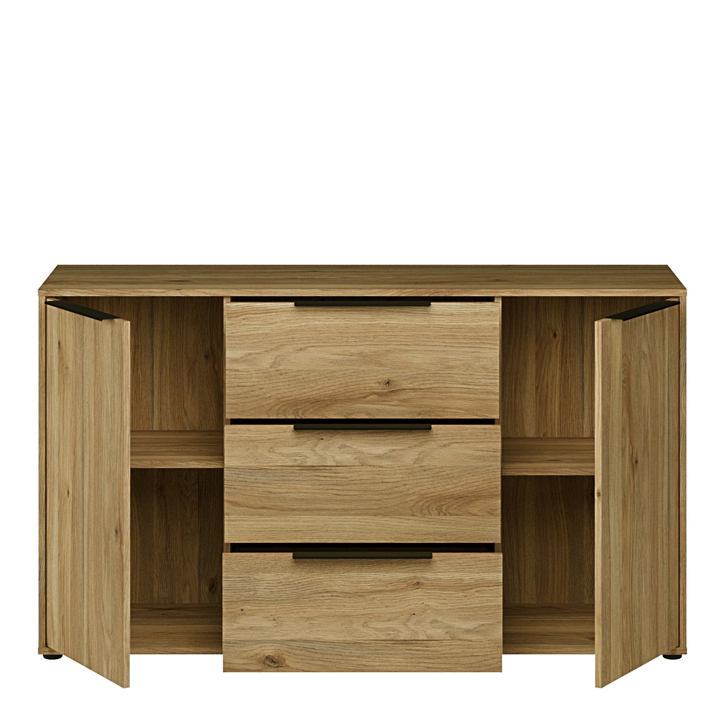 Orkney 3 Drawer Sidebaord with 2 Doors in Mauvella Oak