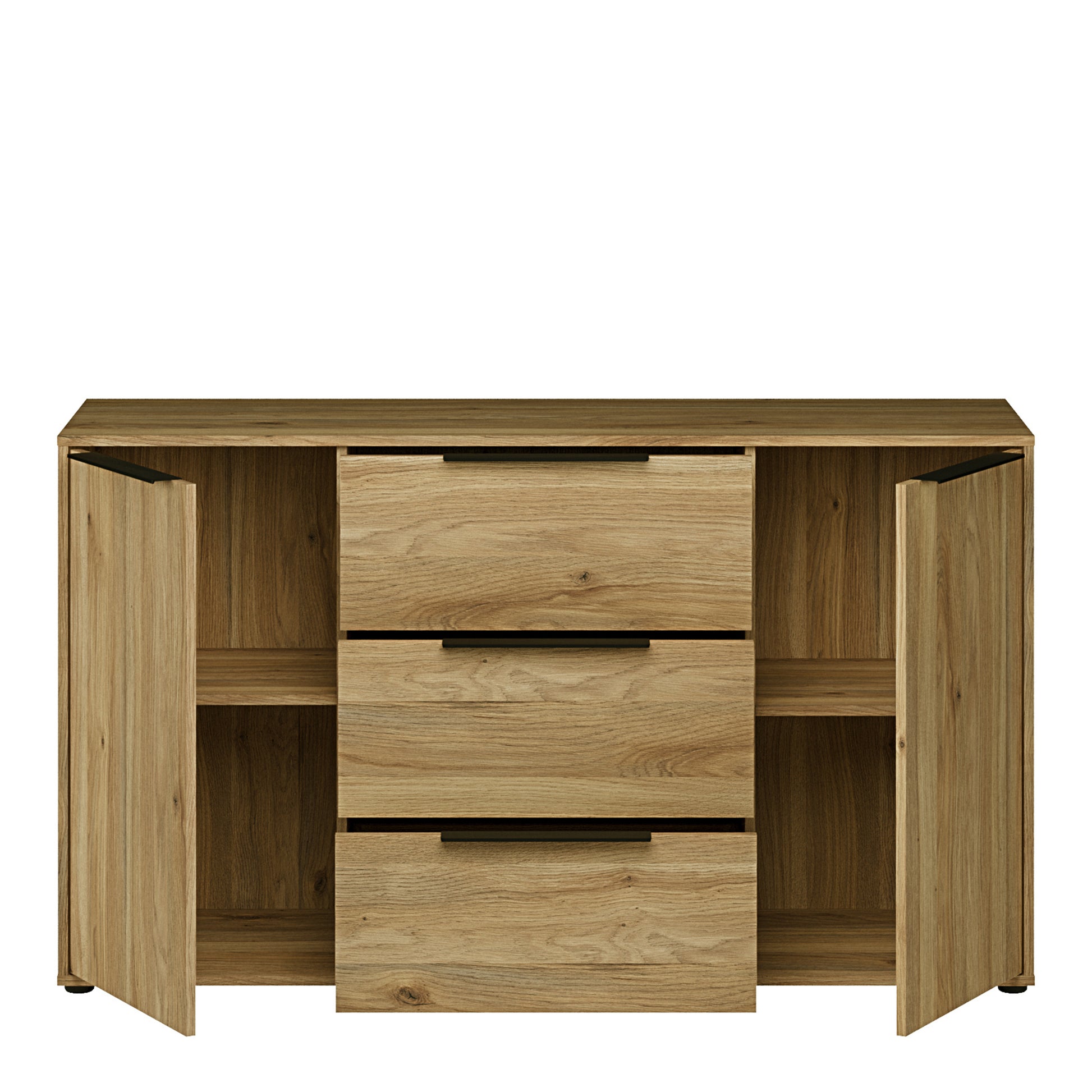 Orkney 3 Drawer Sidebaord with 2 Doors in Mauvella Oak