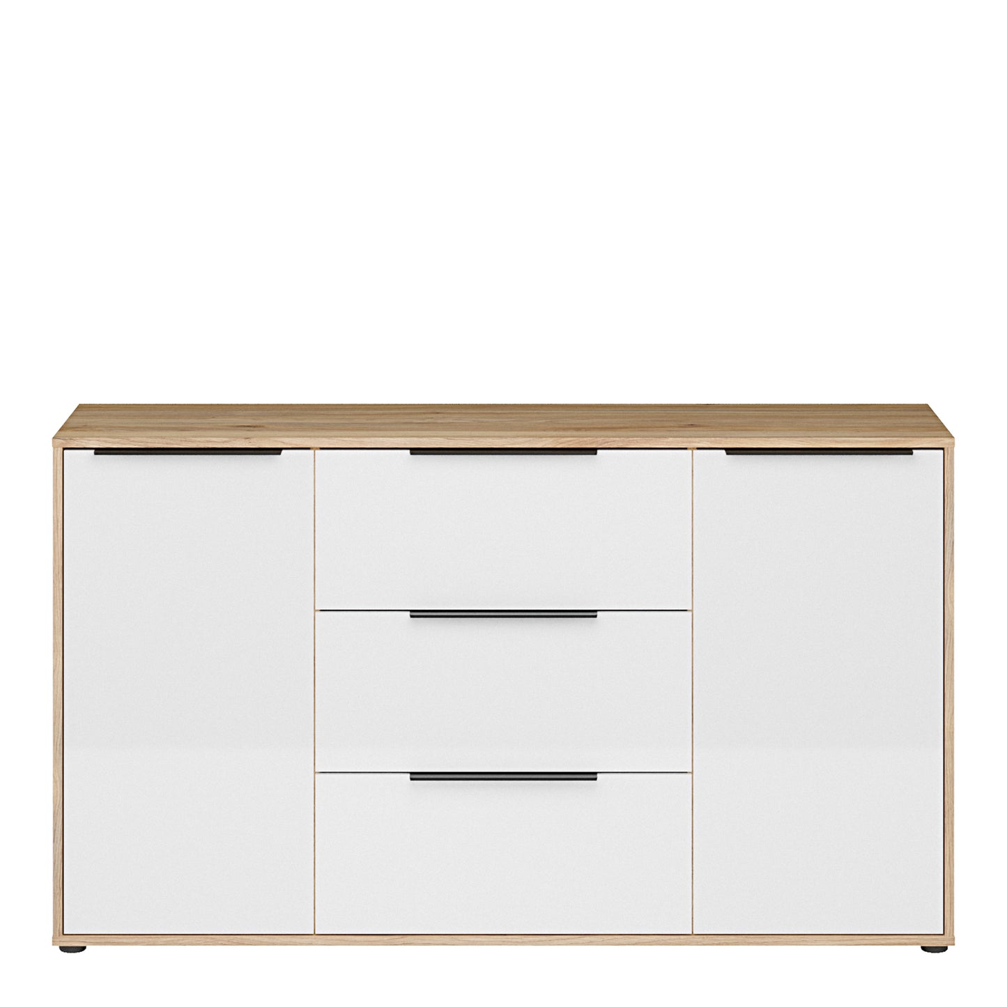 Orkney 3 Drawer Sideboard with 2 Doors in Mauvella Oak and White Gloss
