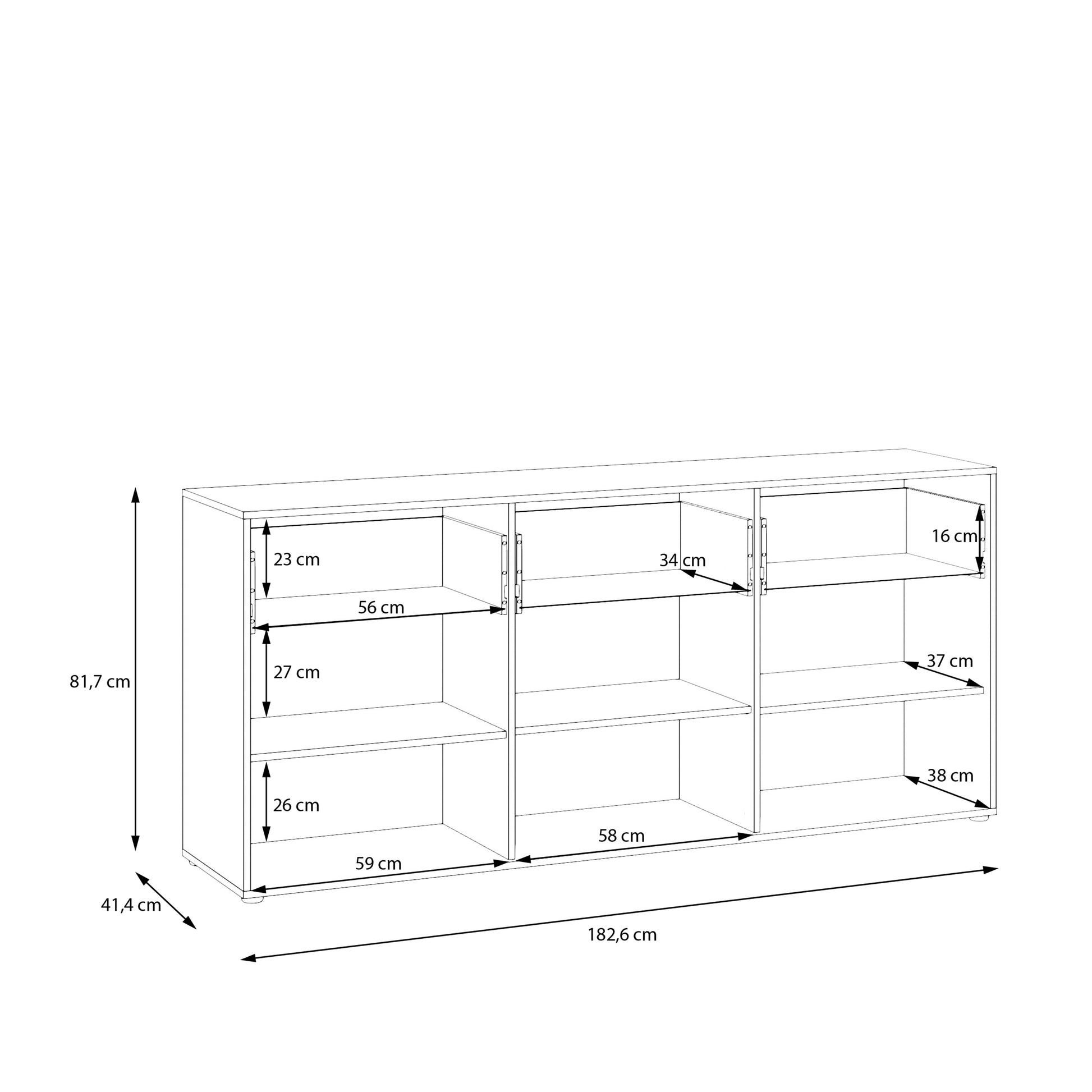 Orkney 3 Drawer Sideboard with 3 Doors in Mauvella Oak