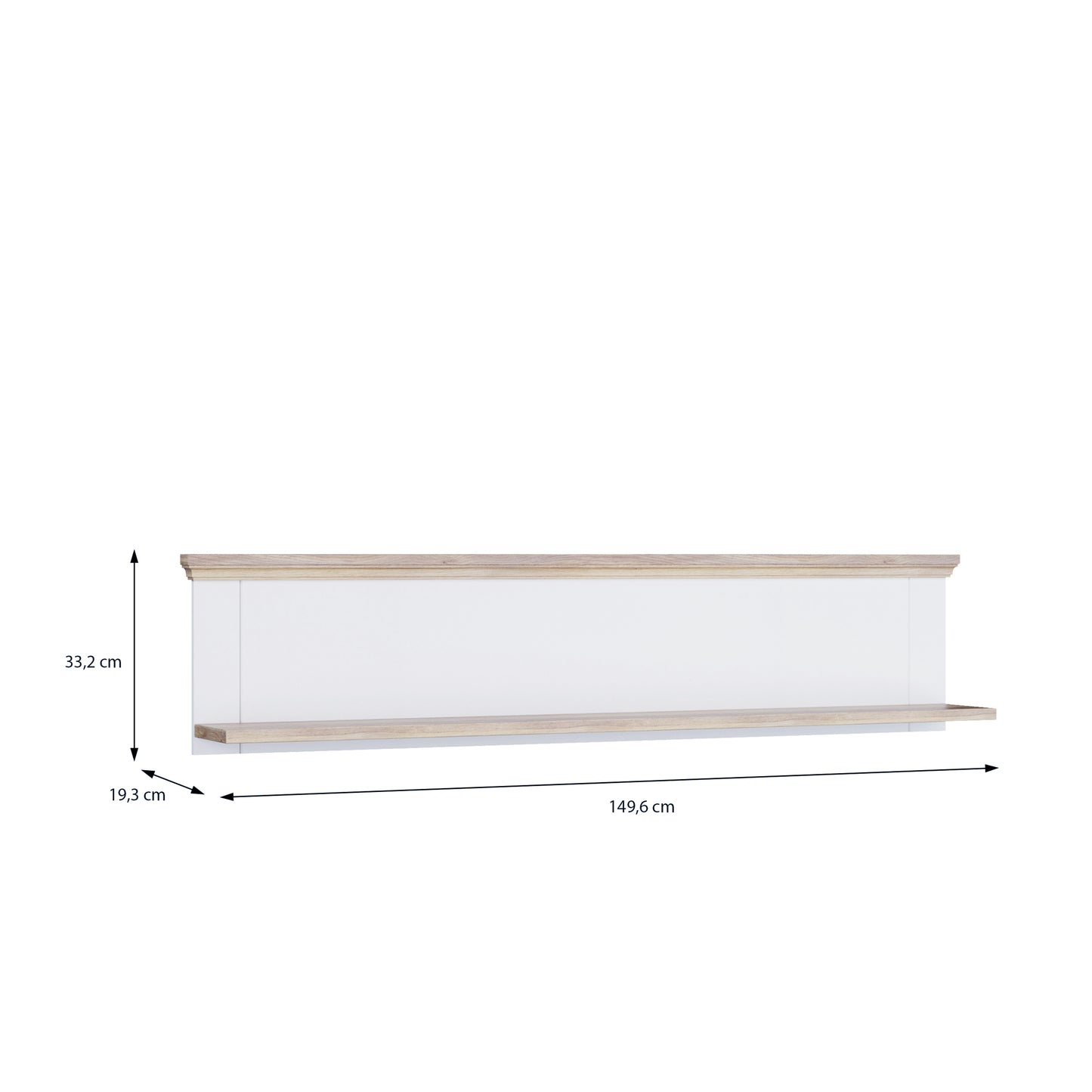Pontypool Wall Shelf in White and Riva Oak