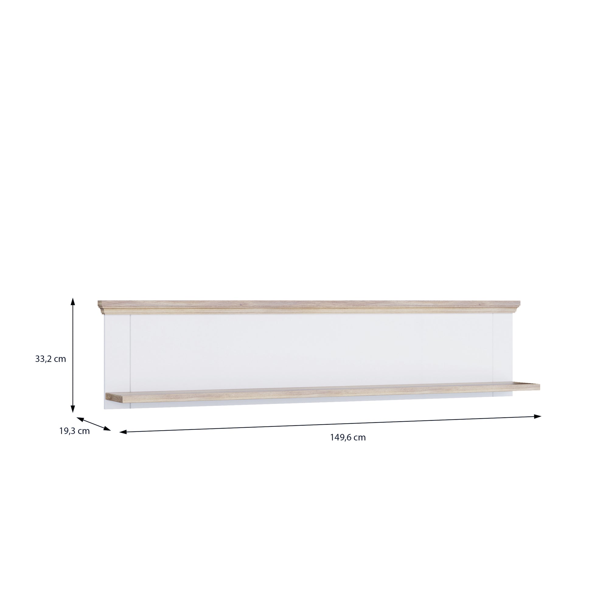 Pontypool Wall Shelf in White and Riva Oak