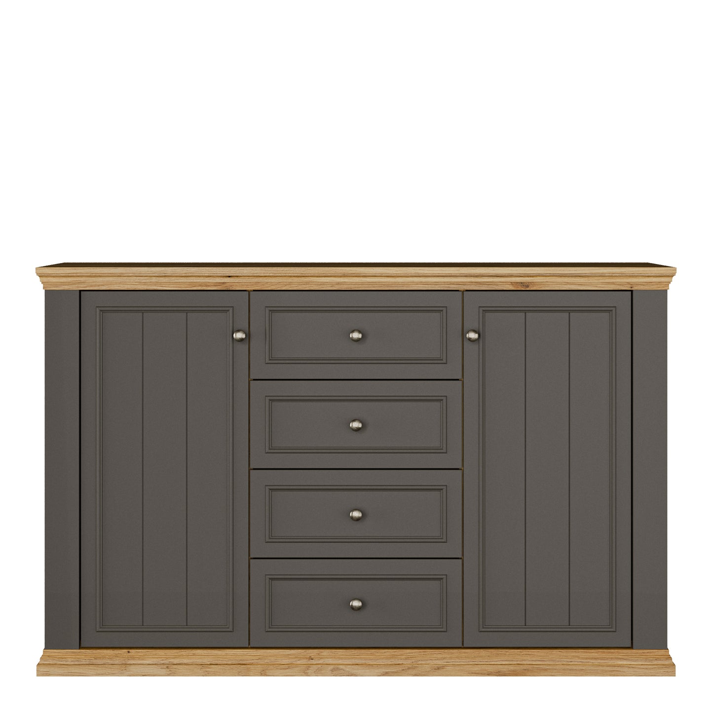 Pontypool 4 Drawer & 2-Door Sideboard in Grey and Mauvella Oak