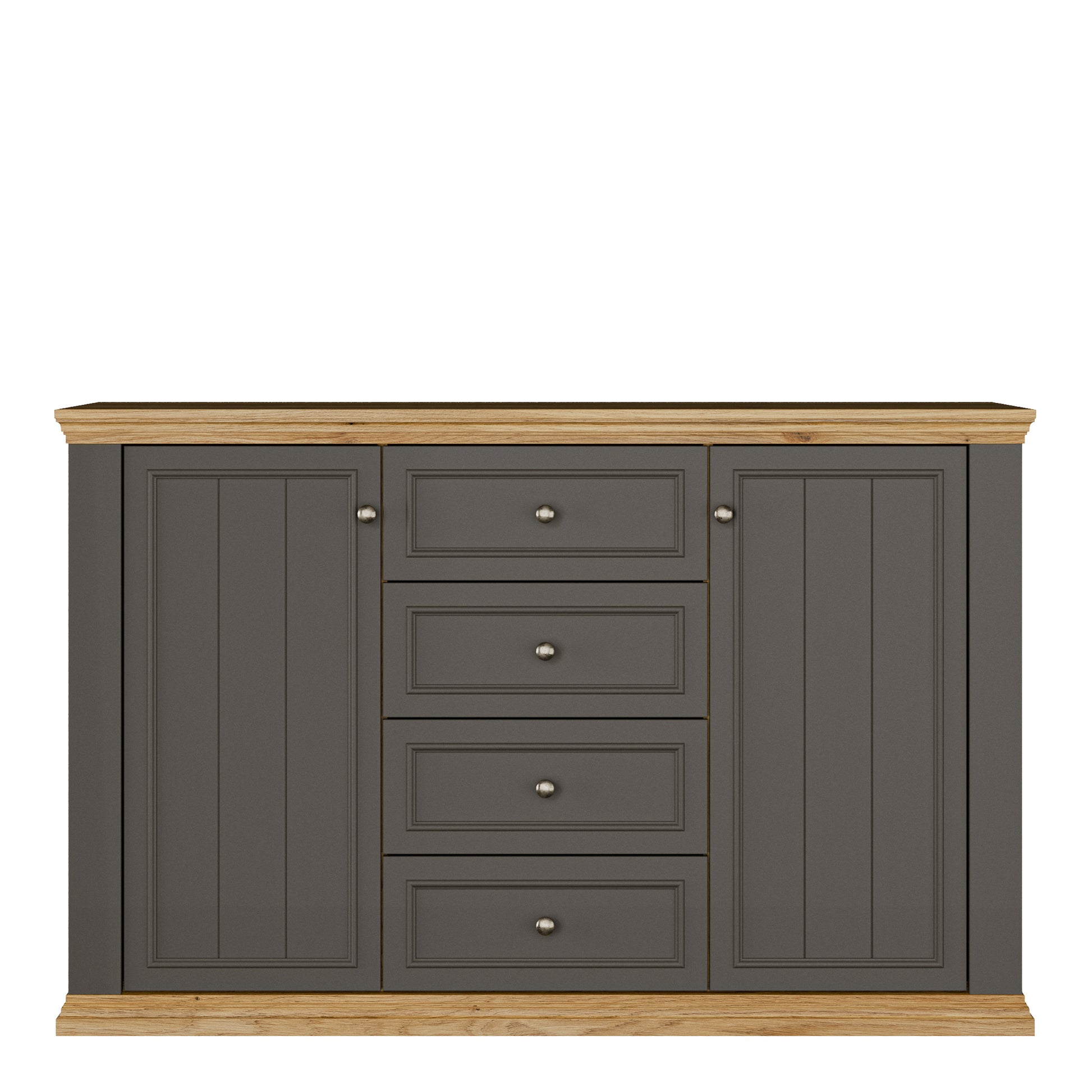 Pontypool 4 Drawer & 2-Door Sideboard in Grey and Mauvella Oak