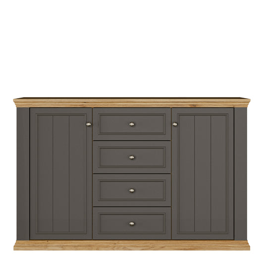Pontypool 4 Drawer & 2-Door Sideboard in Grey and Mauvella Oak