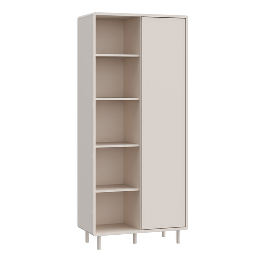 Playly Tall Storage Cabinet with Door/Open Shelving in Sand
