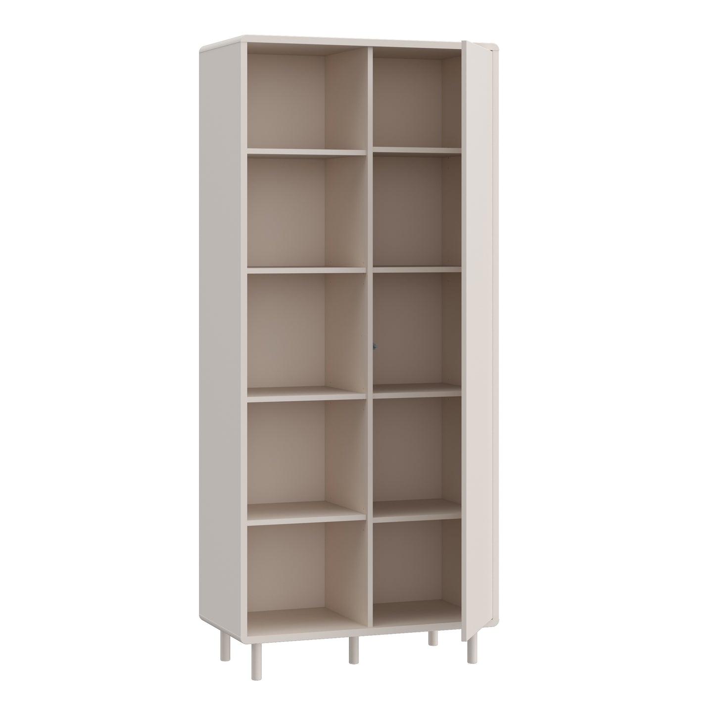Playly Tall Storage Cabinet with Door/Open Shelving in Sand