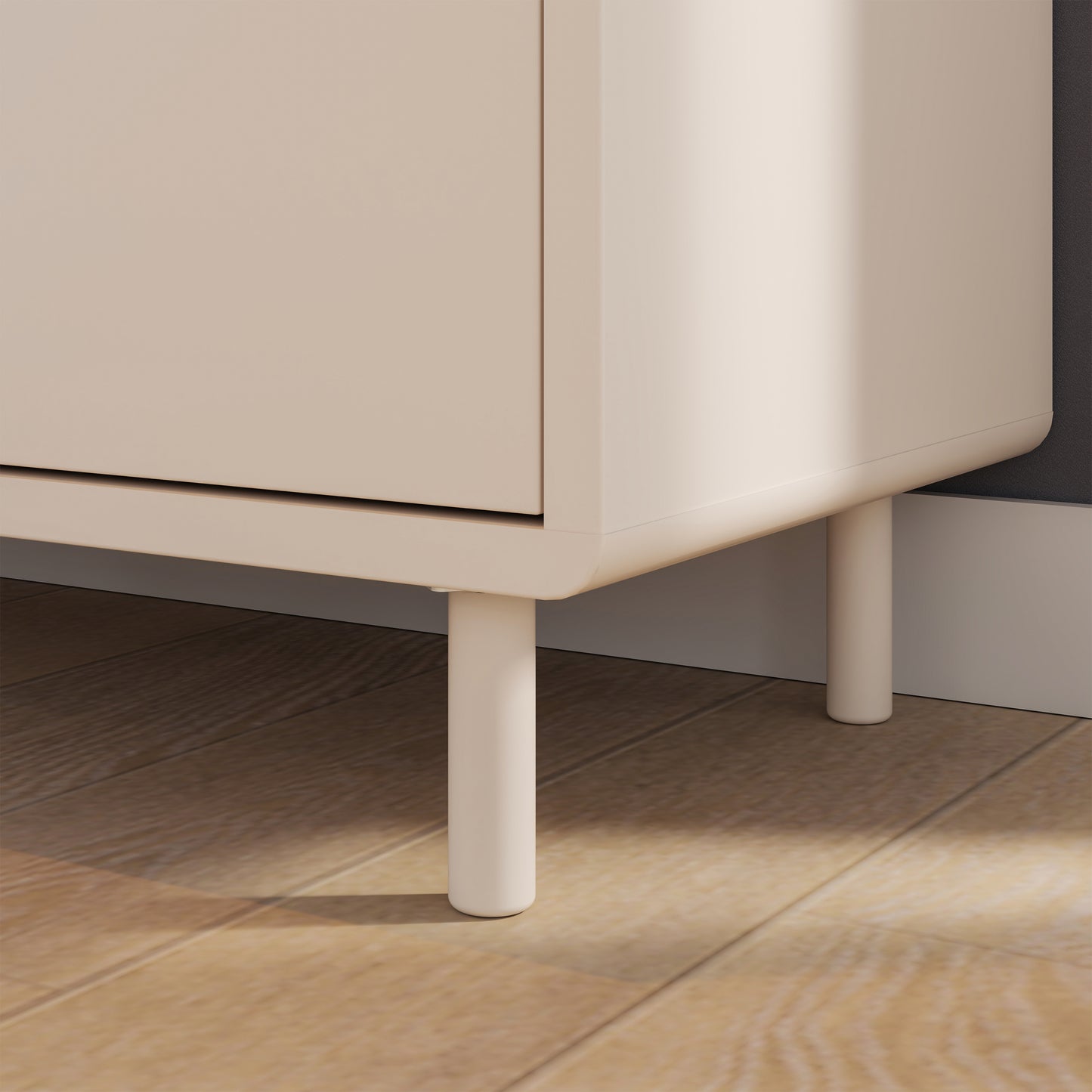 Playly Tall Storage Cabinet with Door/Open Shelving in Sand