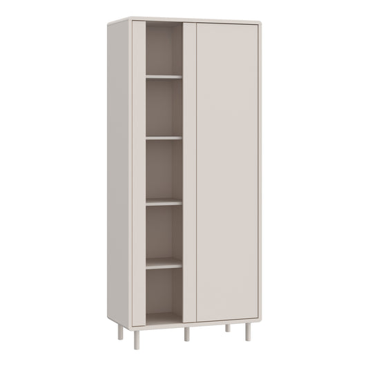 Playly Tall Storage Cabinet with Door and Concealed Open Shelving in Sand