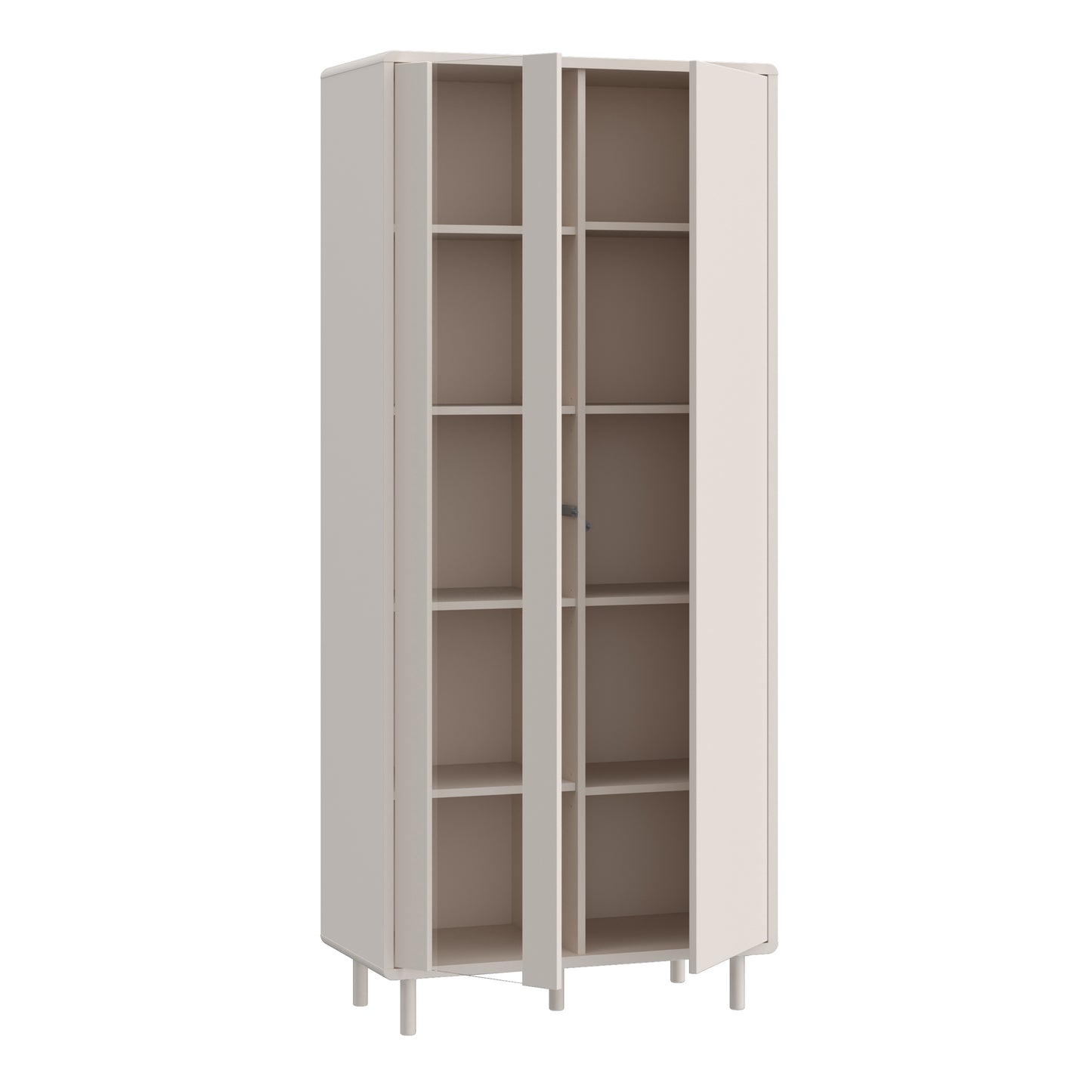 Playly Tall Storage Cabinet with Door and Concealed Open Shelving in Sand
