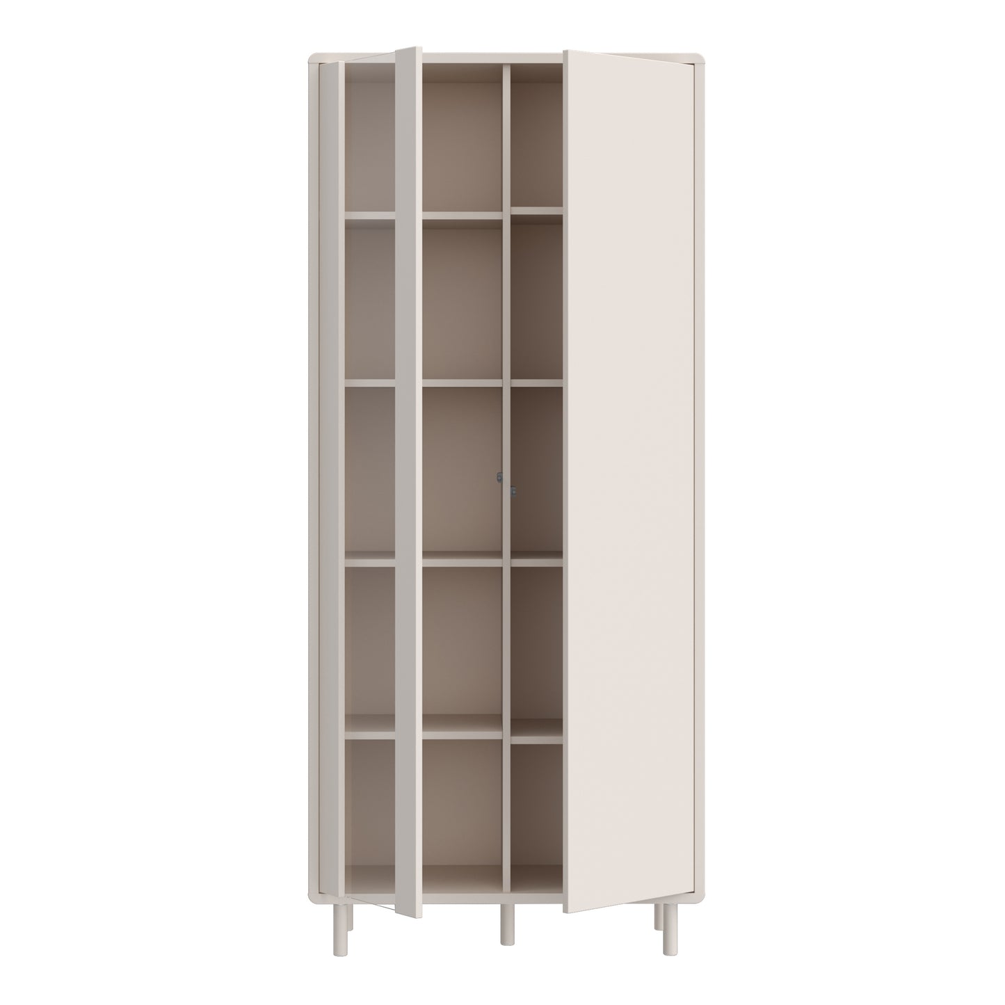 Playly Tall Storage Cabinet with Door and Concealed Open Shelving in Sand