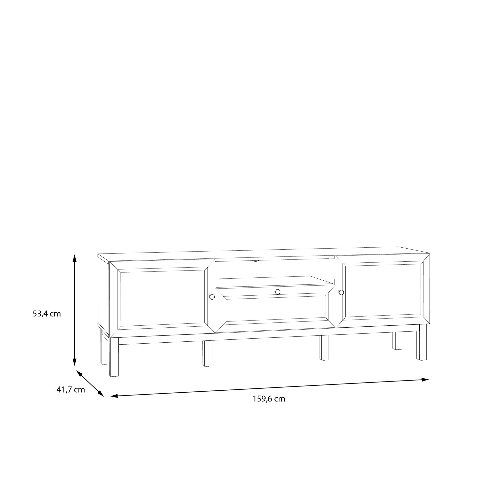 Wensley 2 Door 1 Drawer TV Unit in Light Grey and Oak