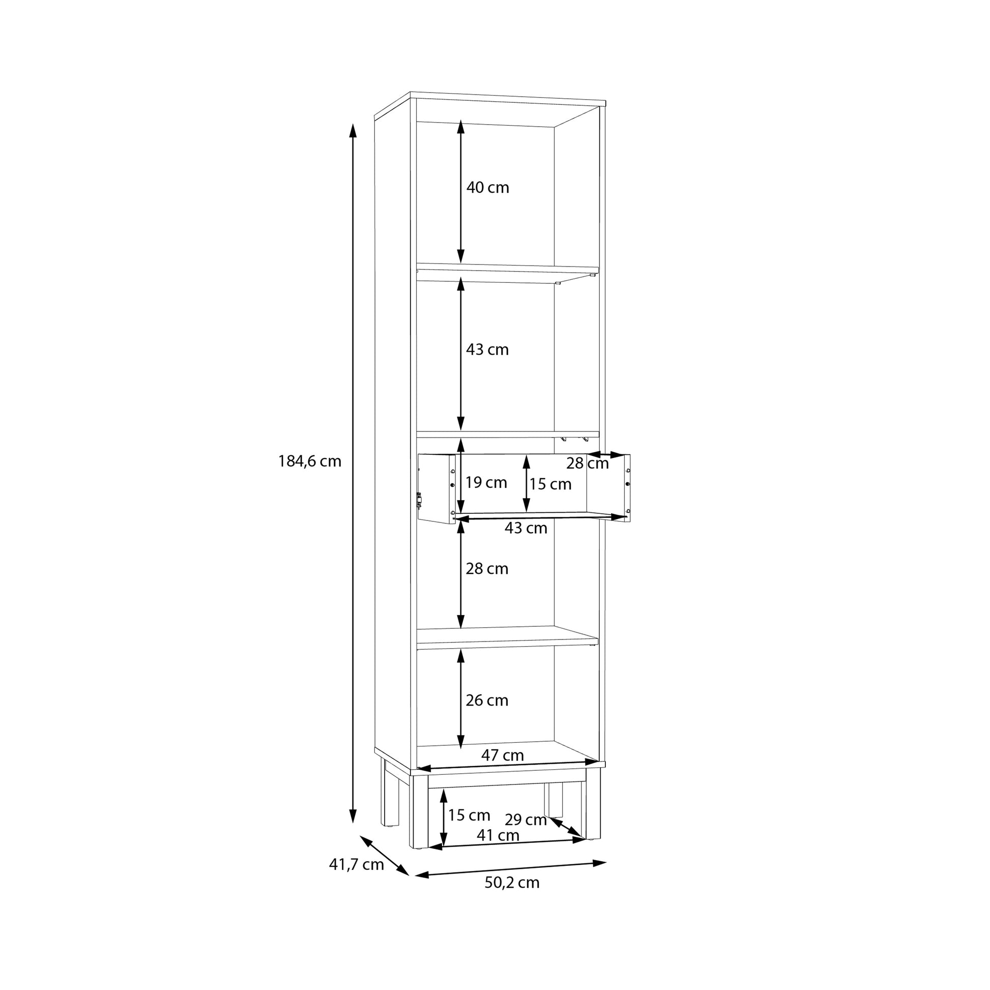Wensley Display Cabinet with 1 Door 1 Drawer and  1 Glass Door in Light Grey and Oak