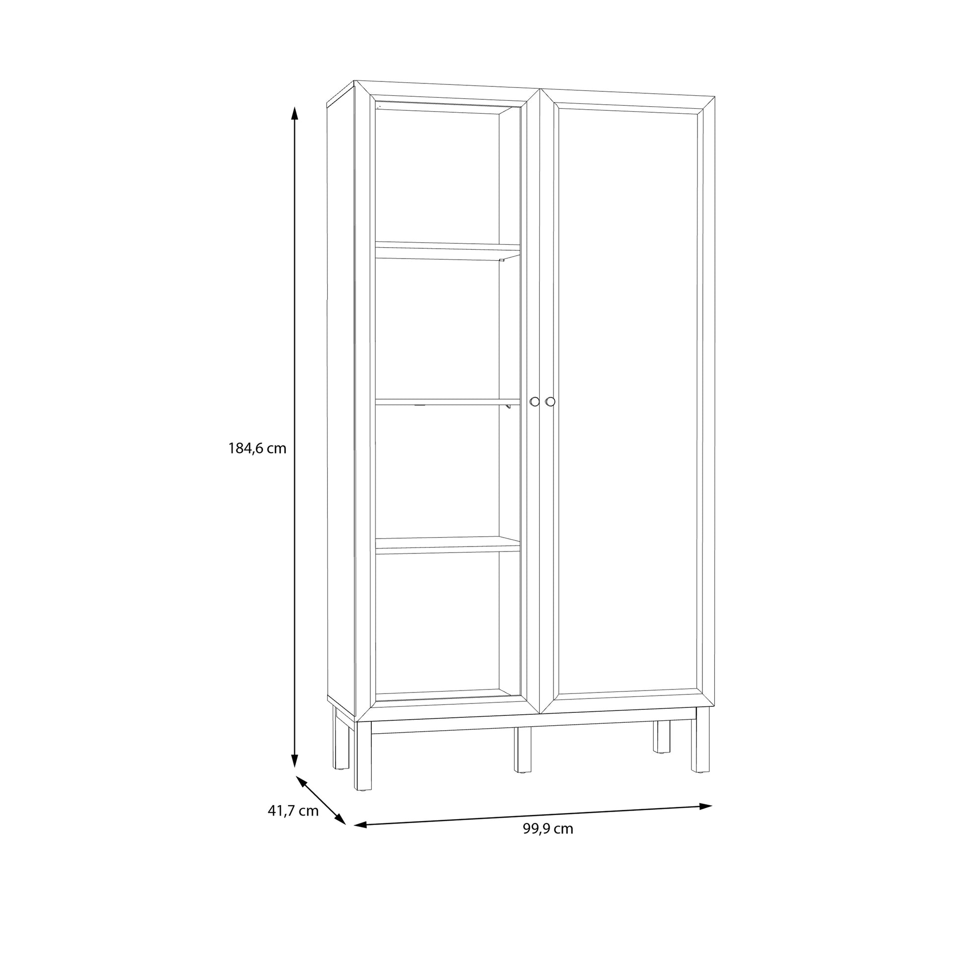 Wensley Display Cabinet with 1 Door and  1 Glass Door in Light Grey and Oak inc LED Lighting