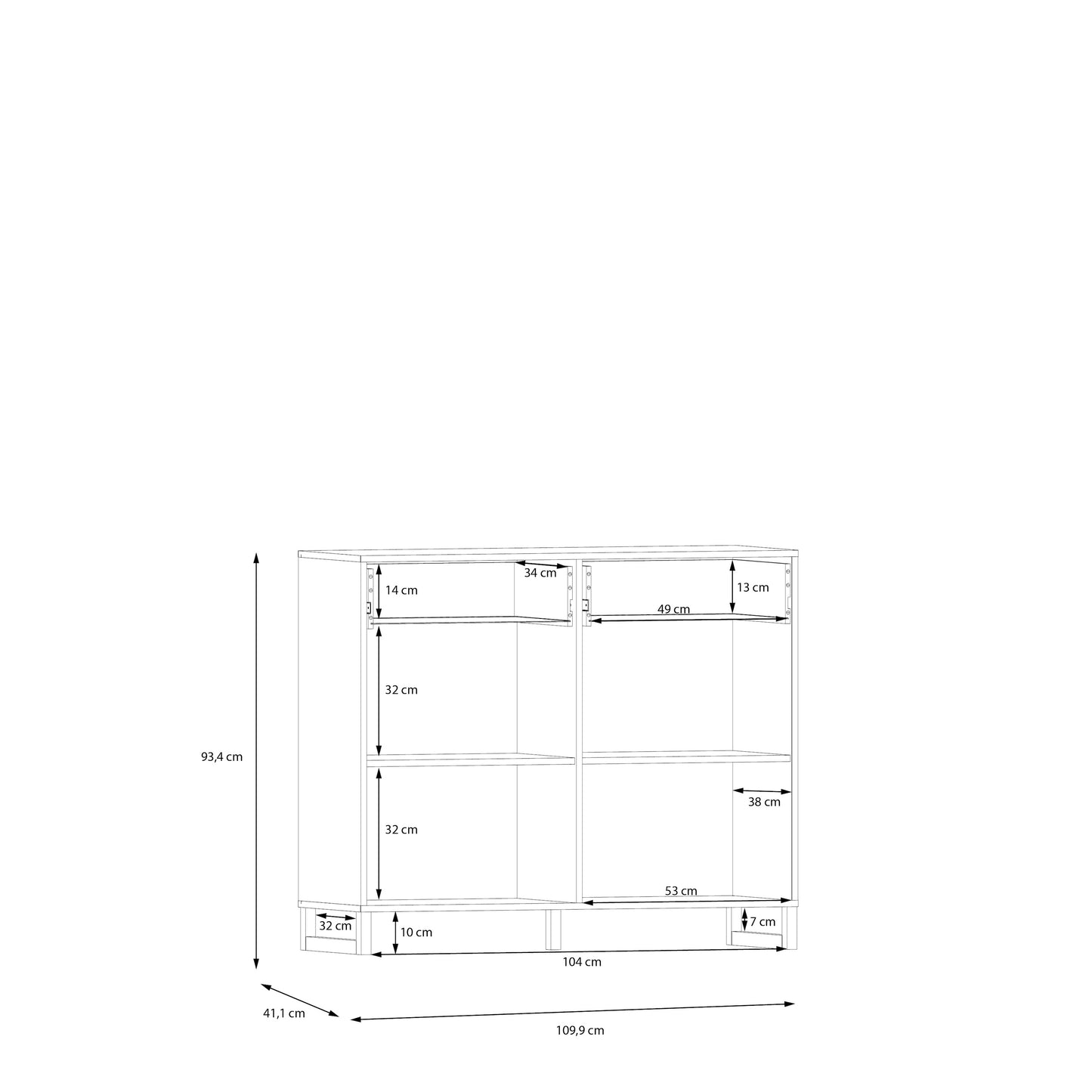 Sali 2 Door 2 Drawer Chest in Light Grey